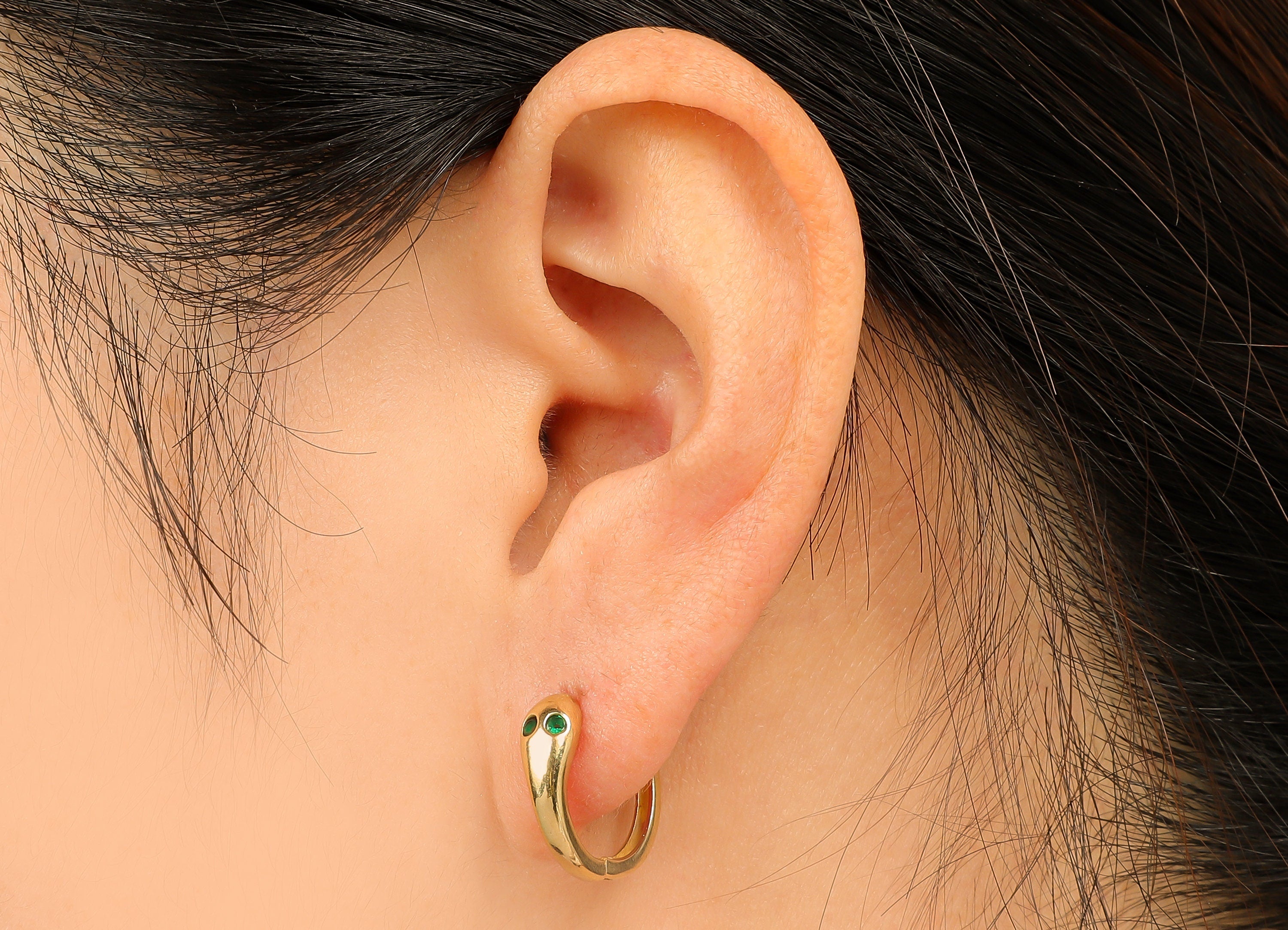 Brass Round Snake Earring Clasp - Raw Brass Hoop Clasp With Zircon - Circle Simple Hoop Earrings - Snake Clasps - 16.6x4.9x2.4mm - PP8171 - DOMEDBAZAAR