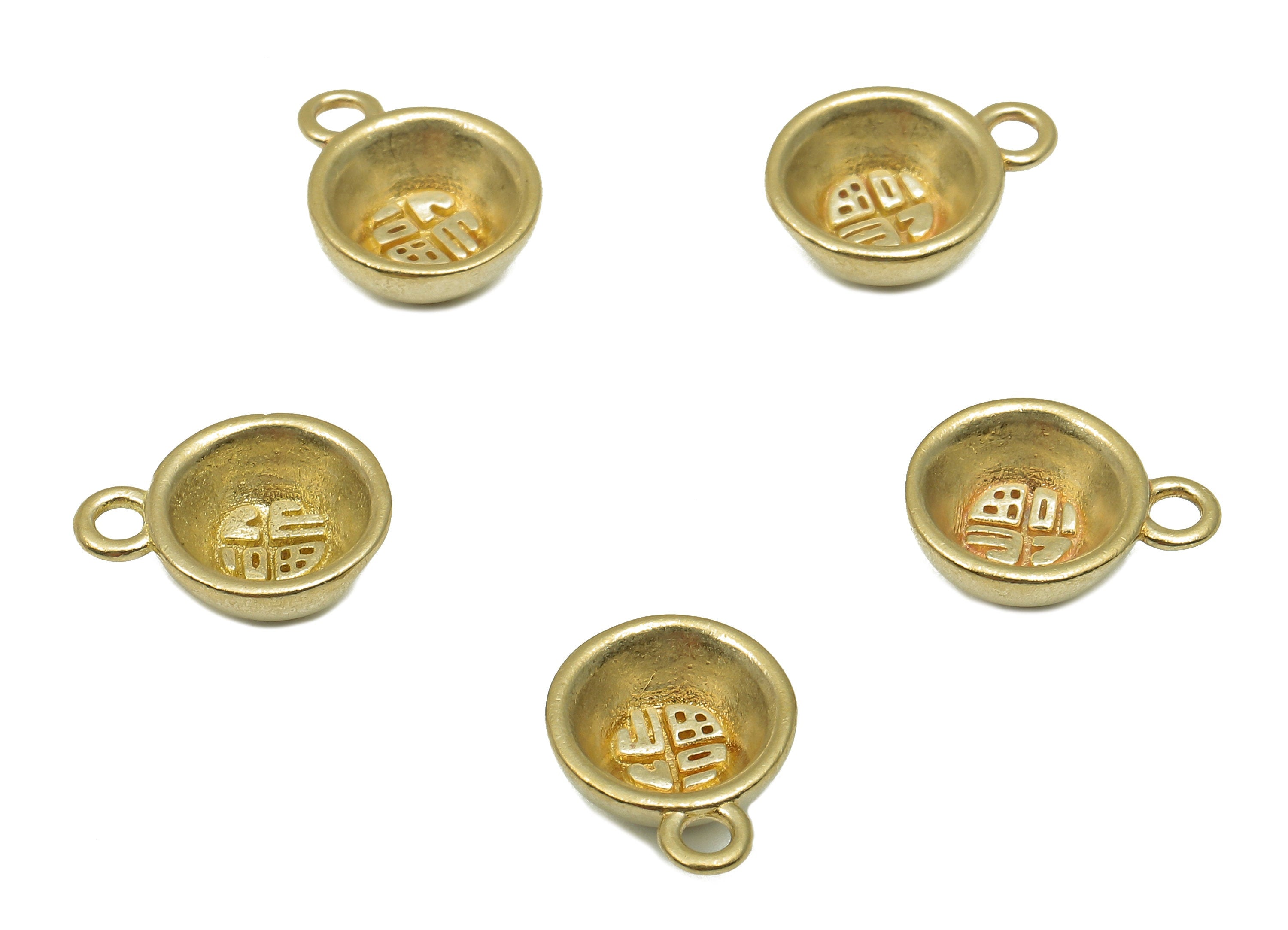 Brass Mini Bowl Earring Charm - Raw Brass Word Earring -  Mini Bowl Pendant With Loop - Mini Bowl Necklace Charm - 13.1x10.1x2.4mm - PP8181 - DOMEDBAZAAR