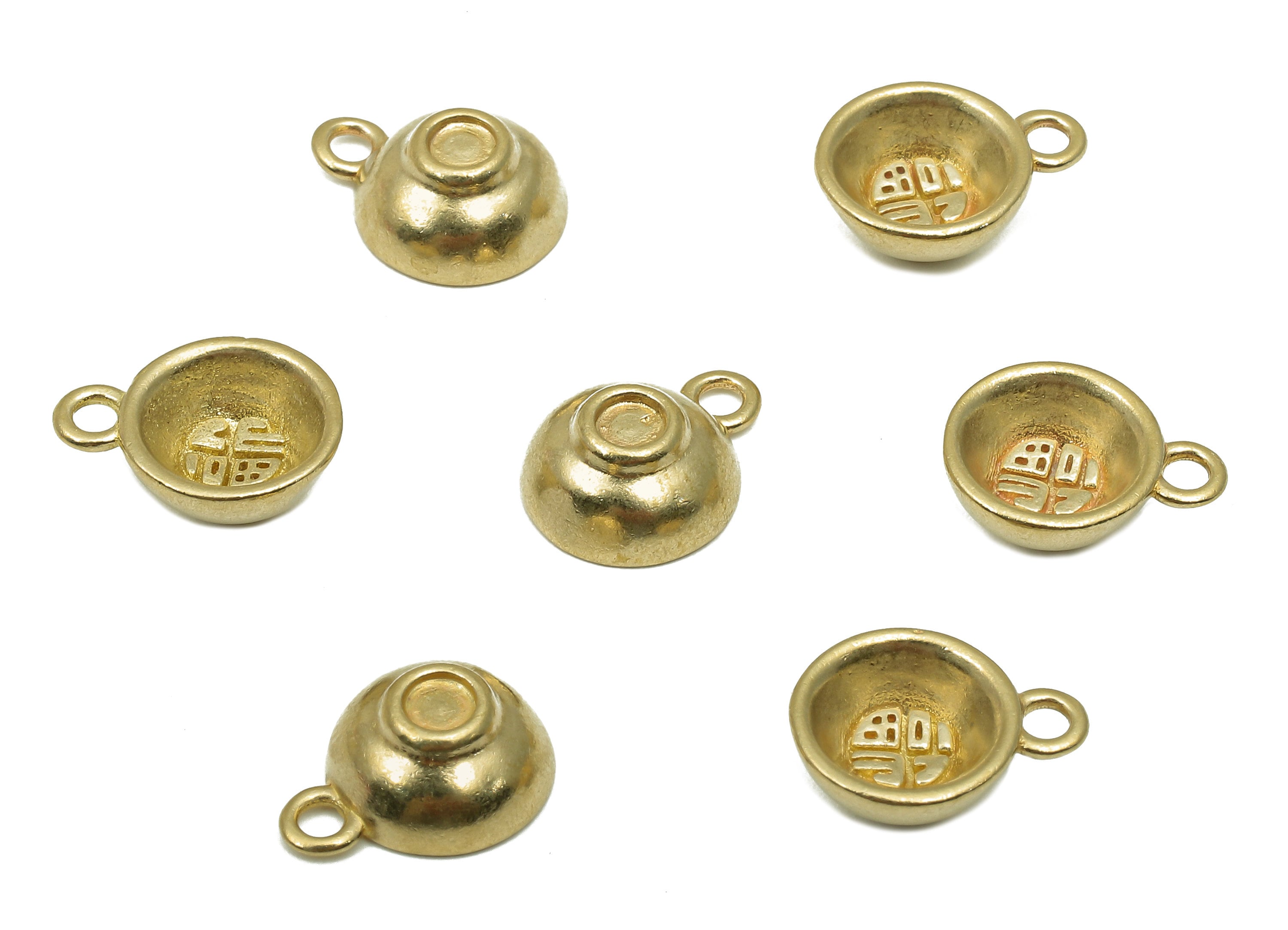 Brass Mini Bowl Earring Charm - Raw Brass Word Earring -  Mini Bowl Pendant With Loop - Mini Bowl Necklace Charm - 13.1x10.1x2.4mm - PP8181 - DOMEDBAZAAR