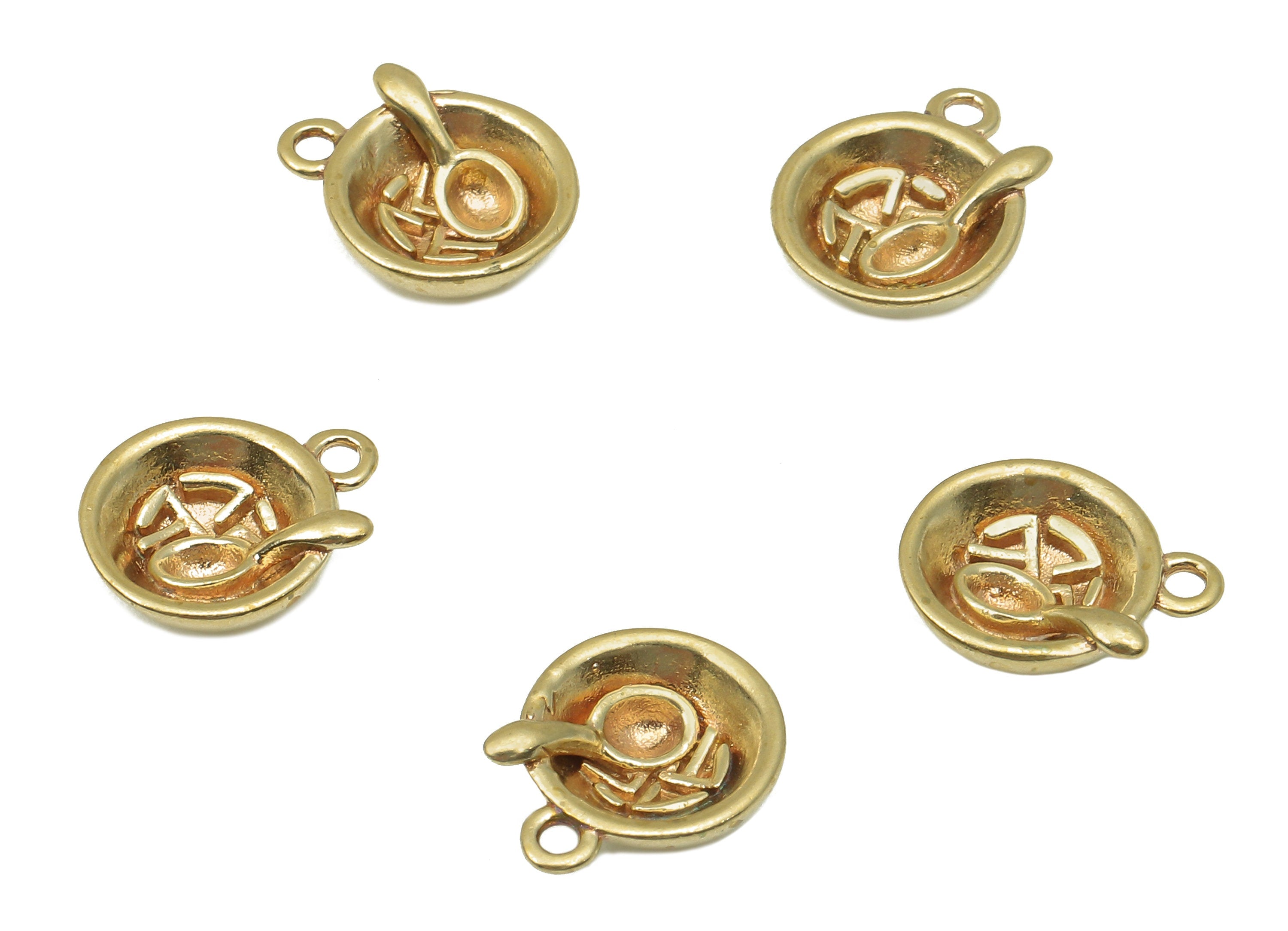 Brass Mini Bowl Earring Charm - Raw Brass Word Mini Spoon Earring -  Mini Bowl Pendant With Loop - Necklace Charm - 11.7x9.7x1.5mm - PP8182 - DOMEDBAZAAR