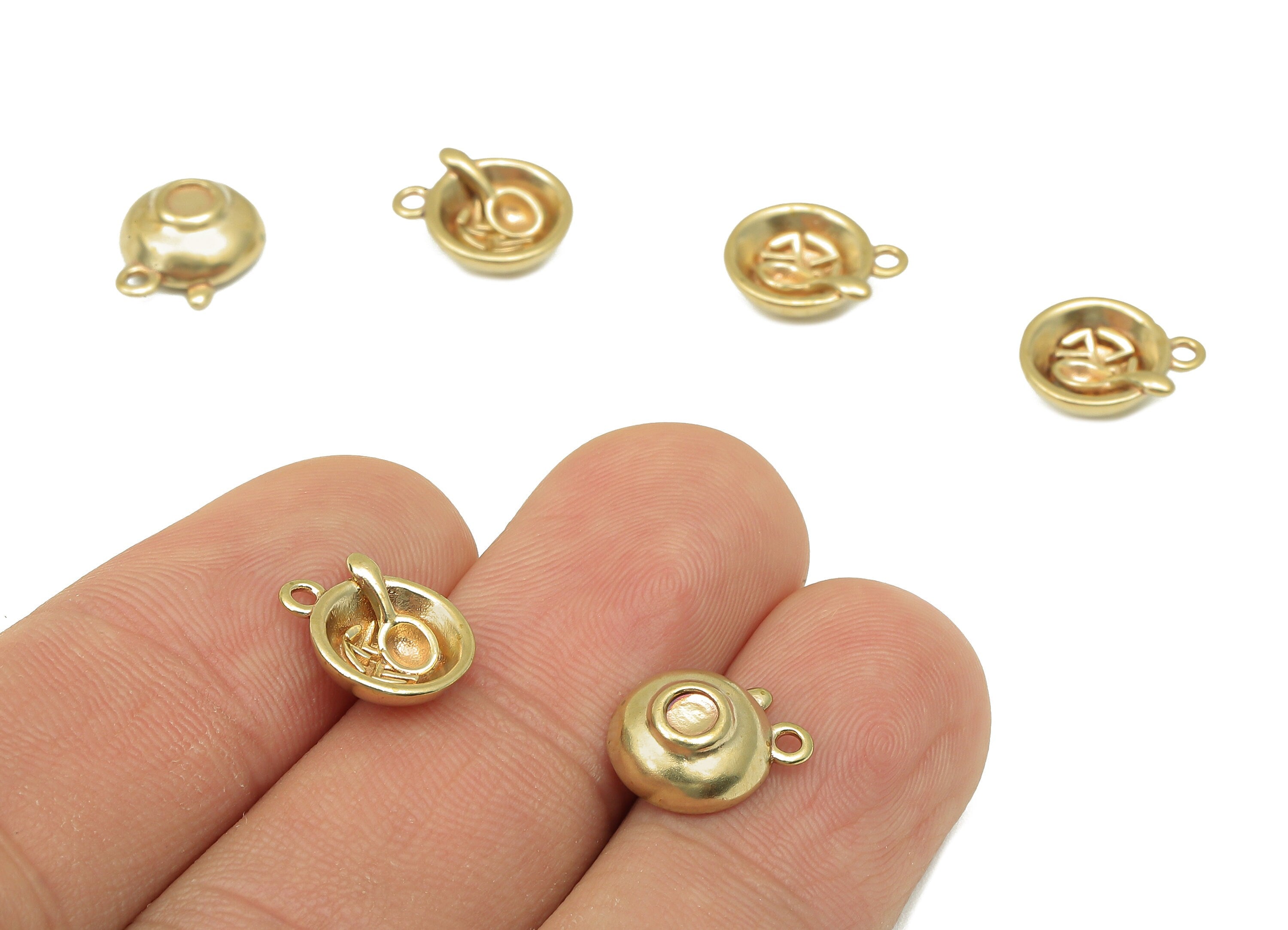 Brass Mini Bowl Earring Charm - Raw Brass Word Mini Spoon Earring -  Mini Bowl Pendant With Loop - Necklace Charm - 11.7x9.7x1.5mm - PP8182 - DOMEDBAZAAR