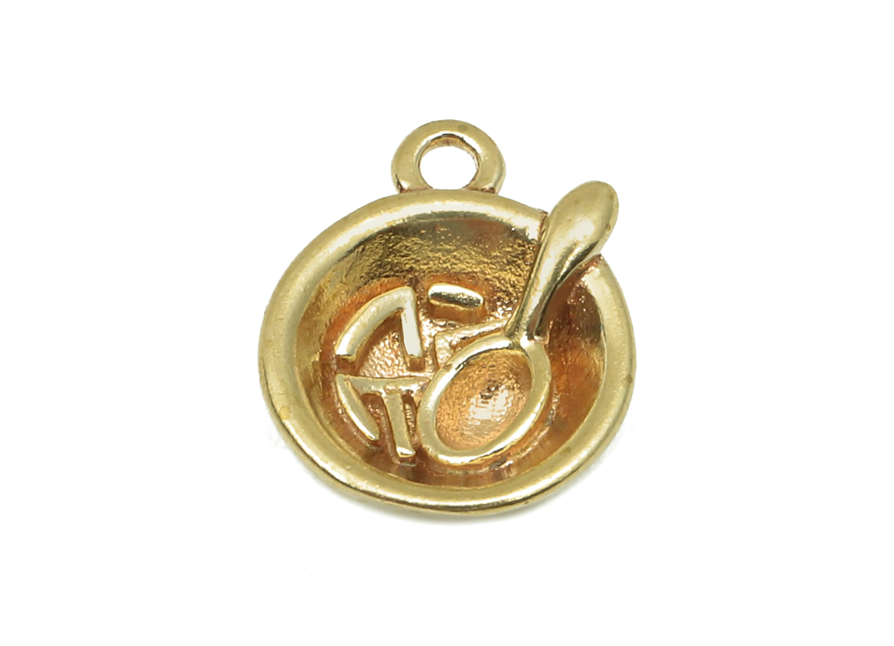 Brass Mini Bowl Earring Charm - Raw Brass Word Mini Spoon Earring -  Mini Bowl Pendant With Loop - Necklace Charm - 11.7x9.7x1.5mm - PP8182 - DOMEDBAZAAR