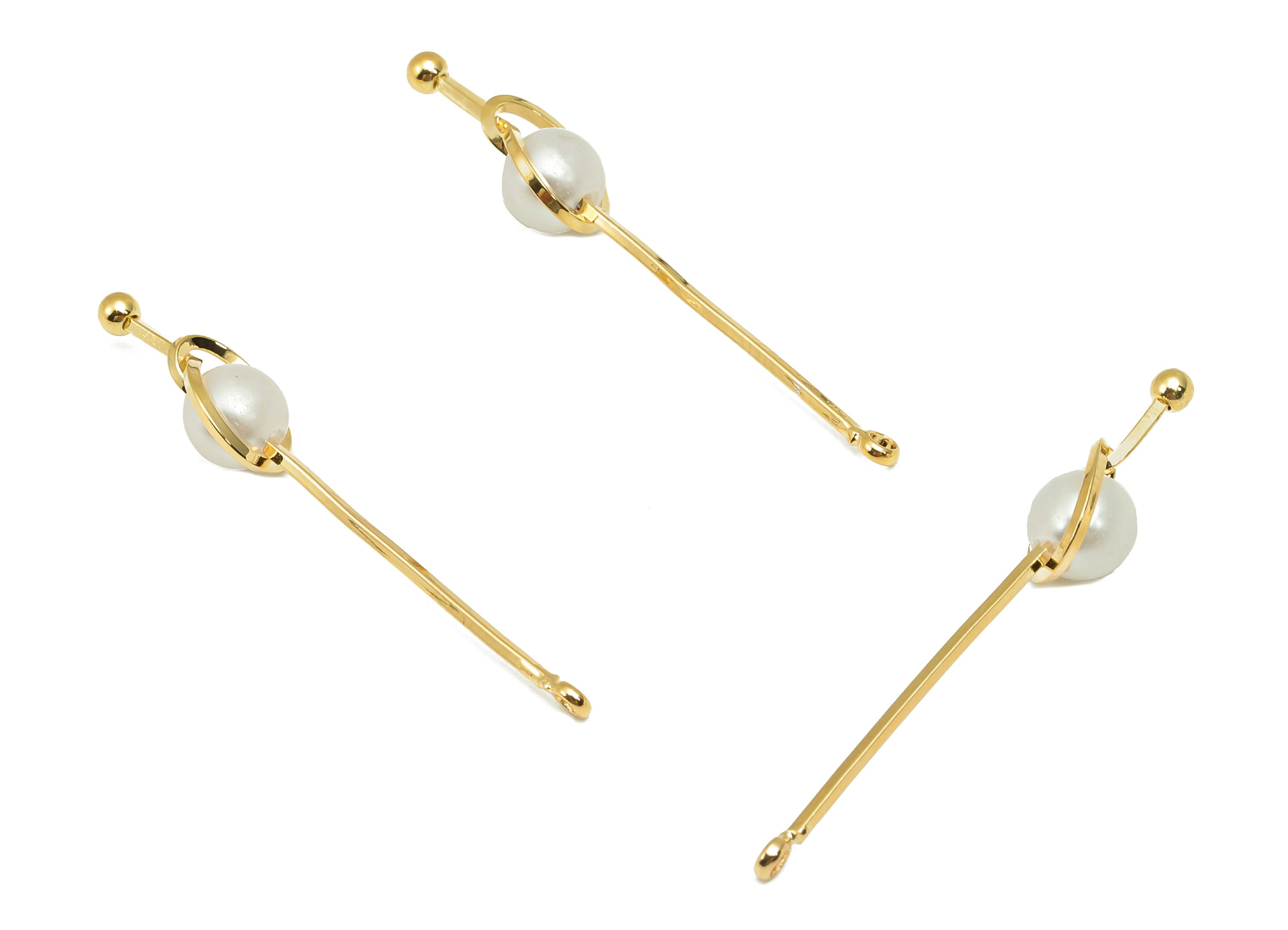 Brass Bar Beads Charm - Shell Bead Earring - Gold Knot Pendant With Loop - Gift For Her - 18K Real Gold Plating - 38.3x7.7x5.7mm - RGP5761 - DOMEDBAZAAR