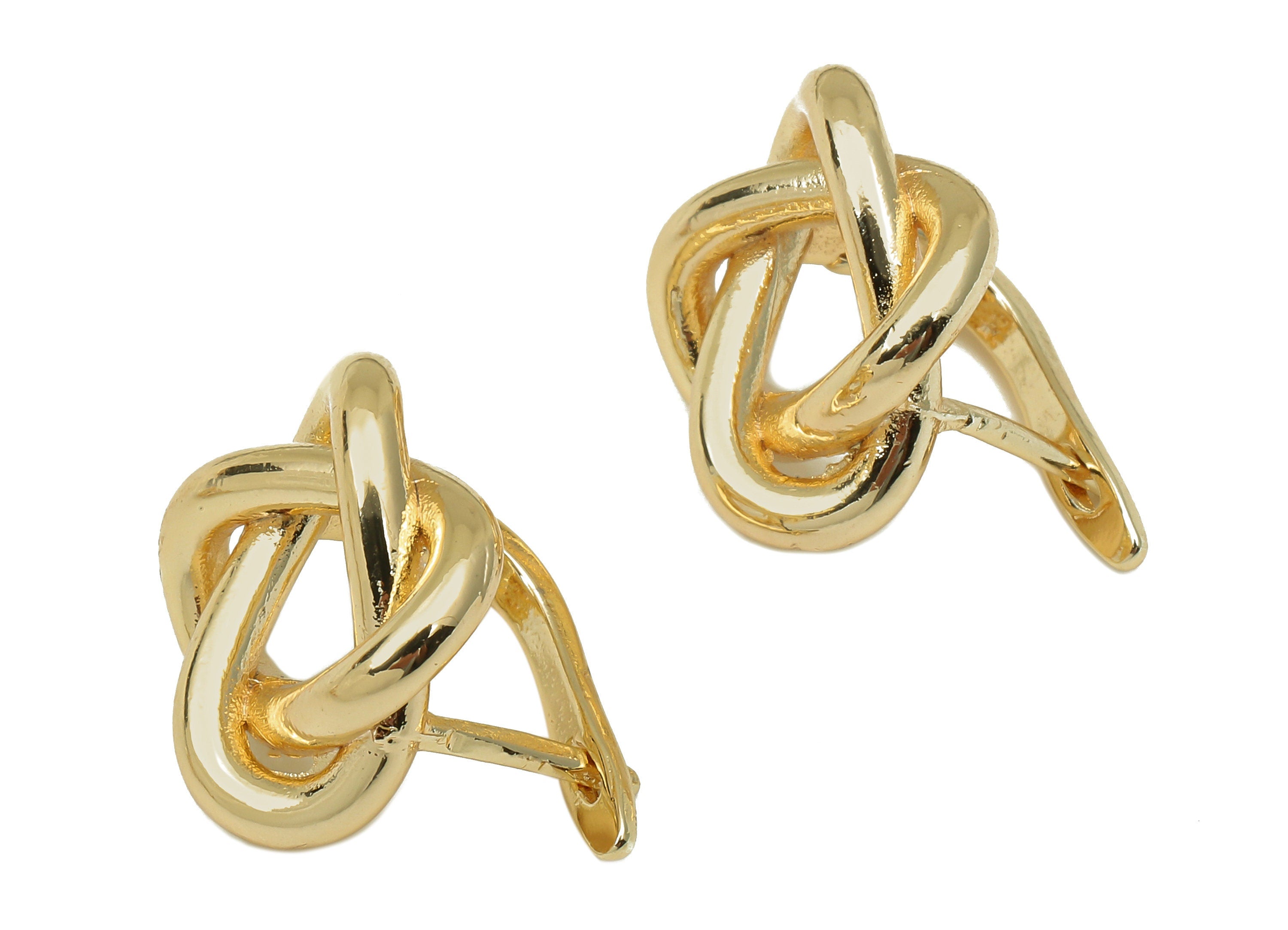 Brass Flower Earring Clasp - Knot Clasps Earring With Loop - Flower Knot Clasps - 18K Real Gold Plating - 17.8x14x3.1mm - RGP5767 - DOMEDBAZAAR