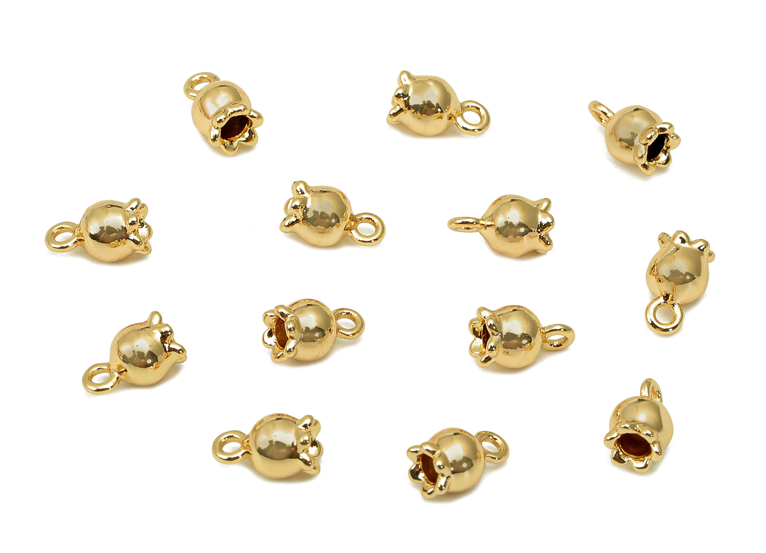 Brass Mini Flower Earring Charm - Gold Mini Rose Earring - Flower Pendant With Loop - 18K Real Gold Plating Charm - 7x4.2x4.2mm - RGP5558 - DOMEDBAZAAR