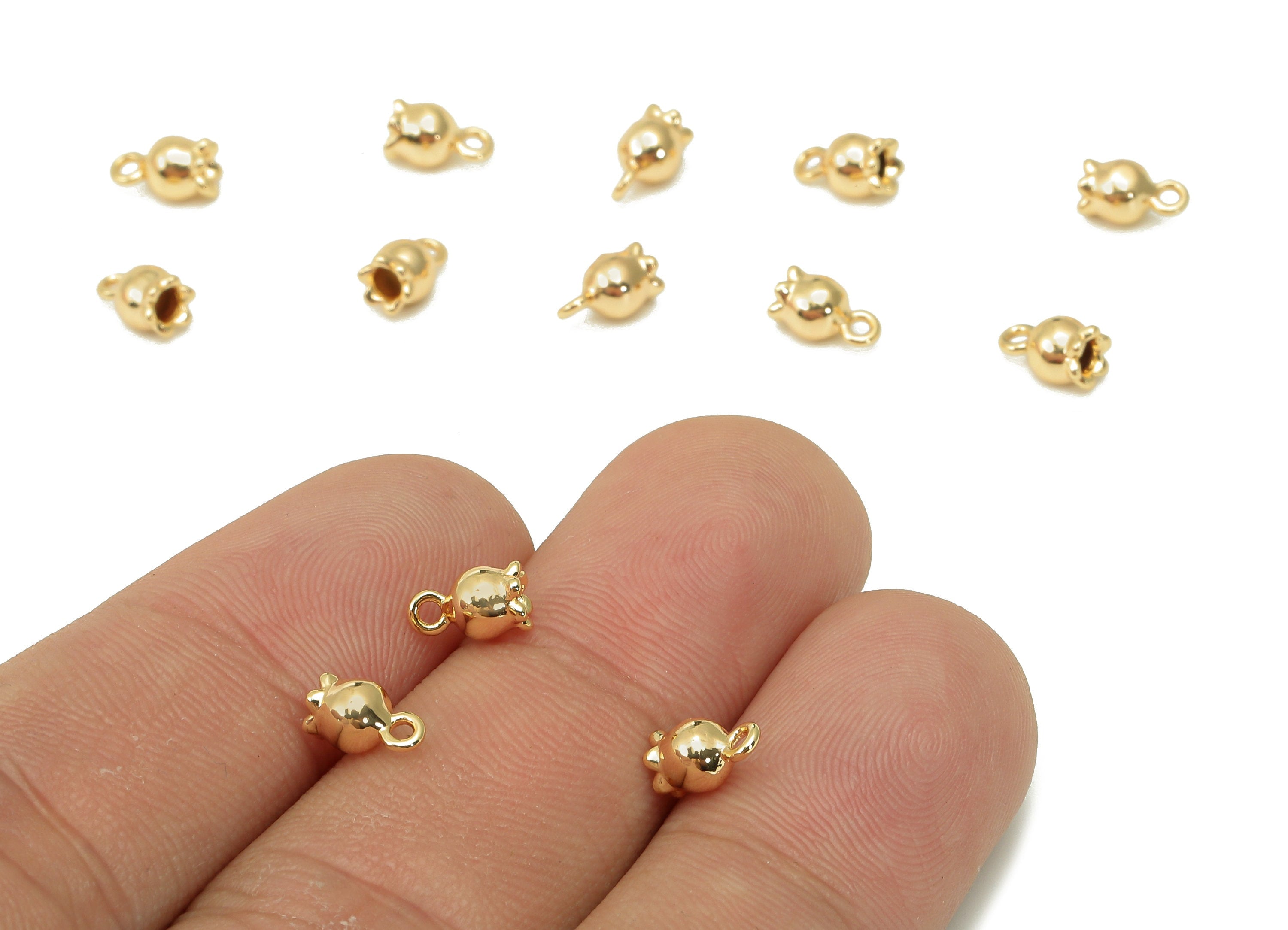 Brass Mini Flower Earring Charm - Gold Mini Rose Earring - Flower Pendant With Loop - 18K Real Gold Plating Charm - 7x4.2x4.2mm - RGP5558 - DOMEDBAZAAR