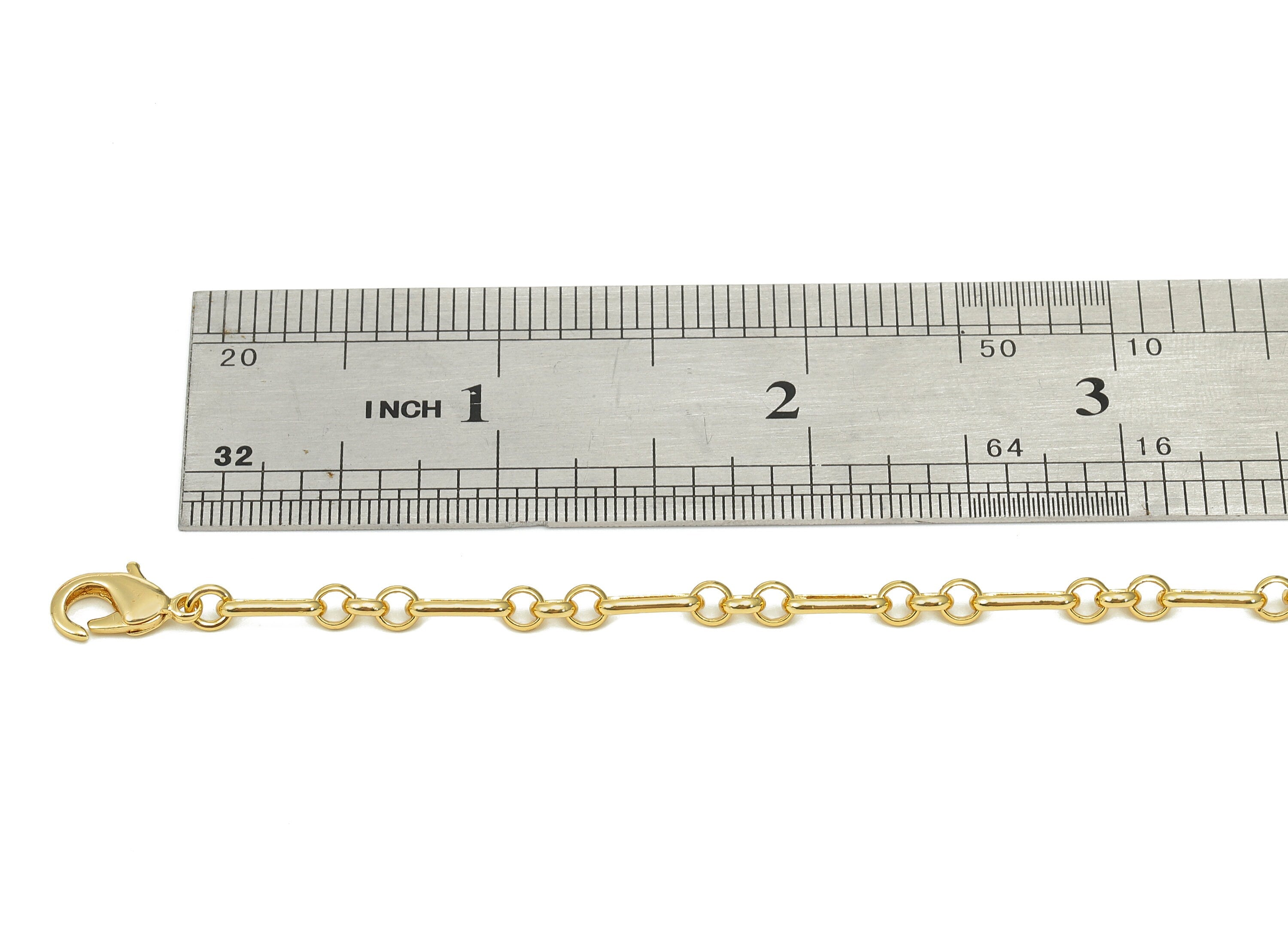 Gold Rolo Oval Chain - 45cm Finished Cable Chain - Brass Circle Rectangle Chain - 18K Real Gold Plated Brass Chain - 8.8x3.6x0.5mm - RGP5559 - DOMEDBAZAAR