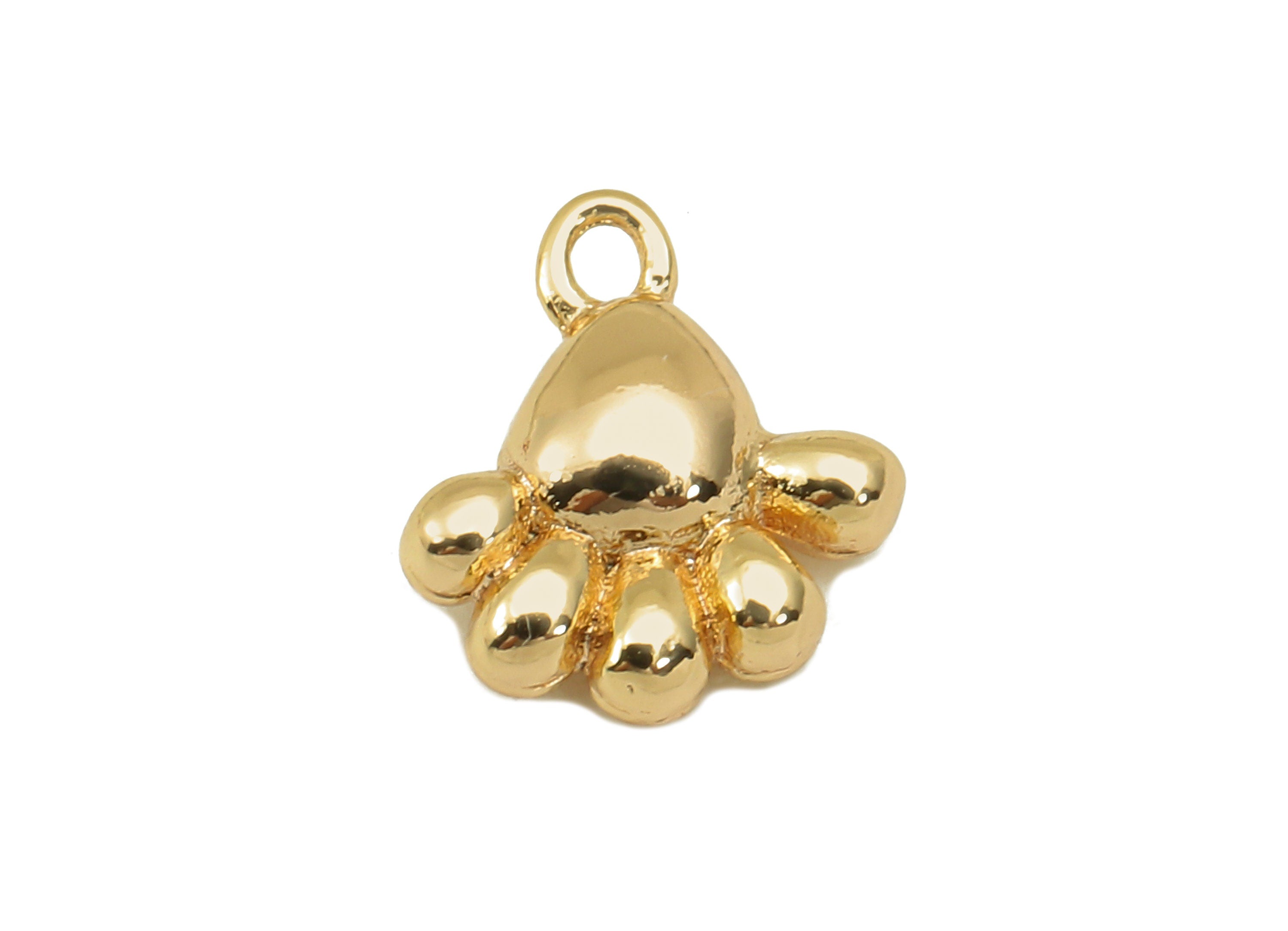 Brass Mini Feet Earring Charm - Gold Tiny Feet Cabochon Earring - Necklace Pendant With Loop - 18K Real Gold Plating -10.8x9.5x3.5mm-RGP5780 - DOMEDBAZAAR