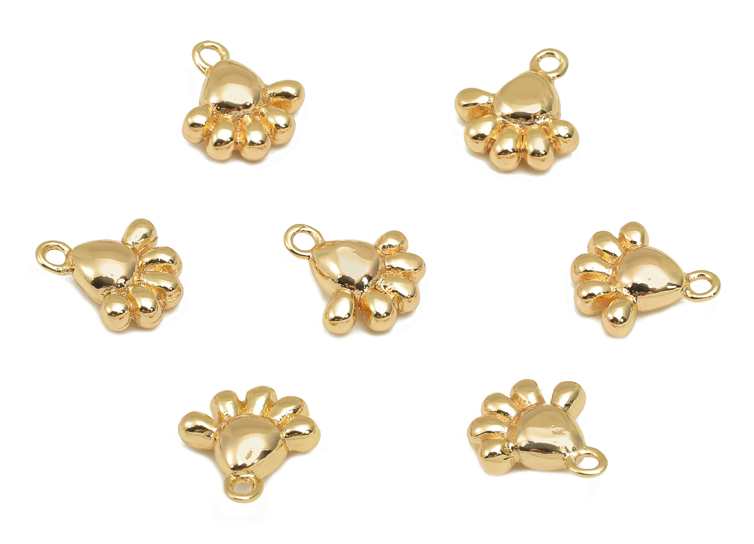 Brass Mini Feet Earring Charm - Gold Tiny Feet Cabochon Earring - Necklace Pendant With Loop - 18K Real Gold Plating -10.8x9.5x3.5mm-RGP5780 - DOMEDBAZAAR