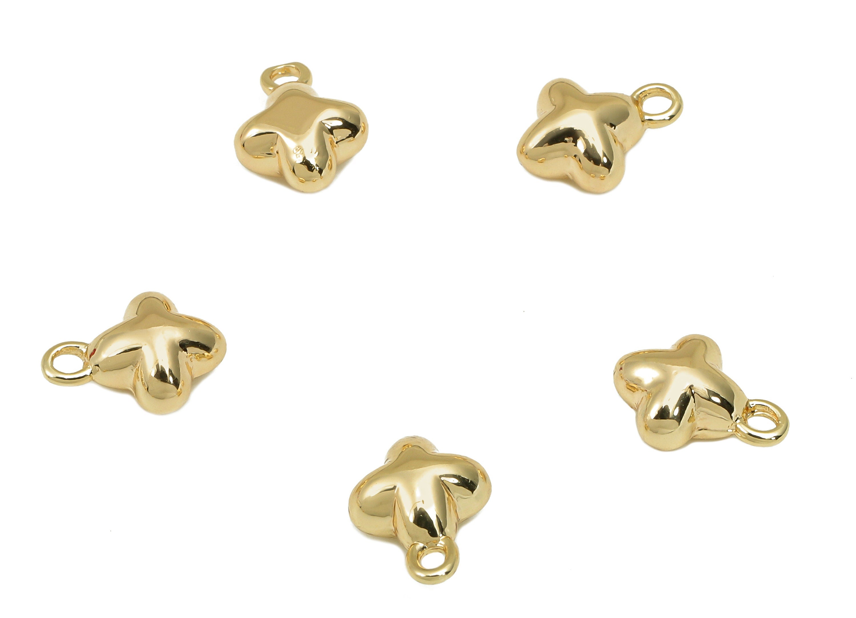 Brass Mini Star Earring Charm - Gold Tiny Star Cabochon Earring - Necklace Pendant With Loop - 18K Real Gold Plating - 9.3x7x4.2mm - RGP5782 - DOMEDBAZAAR