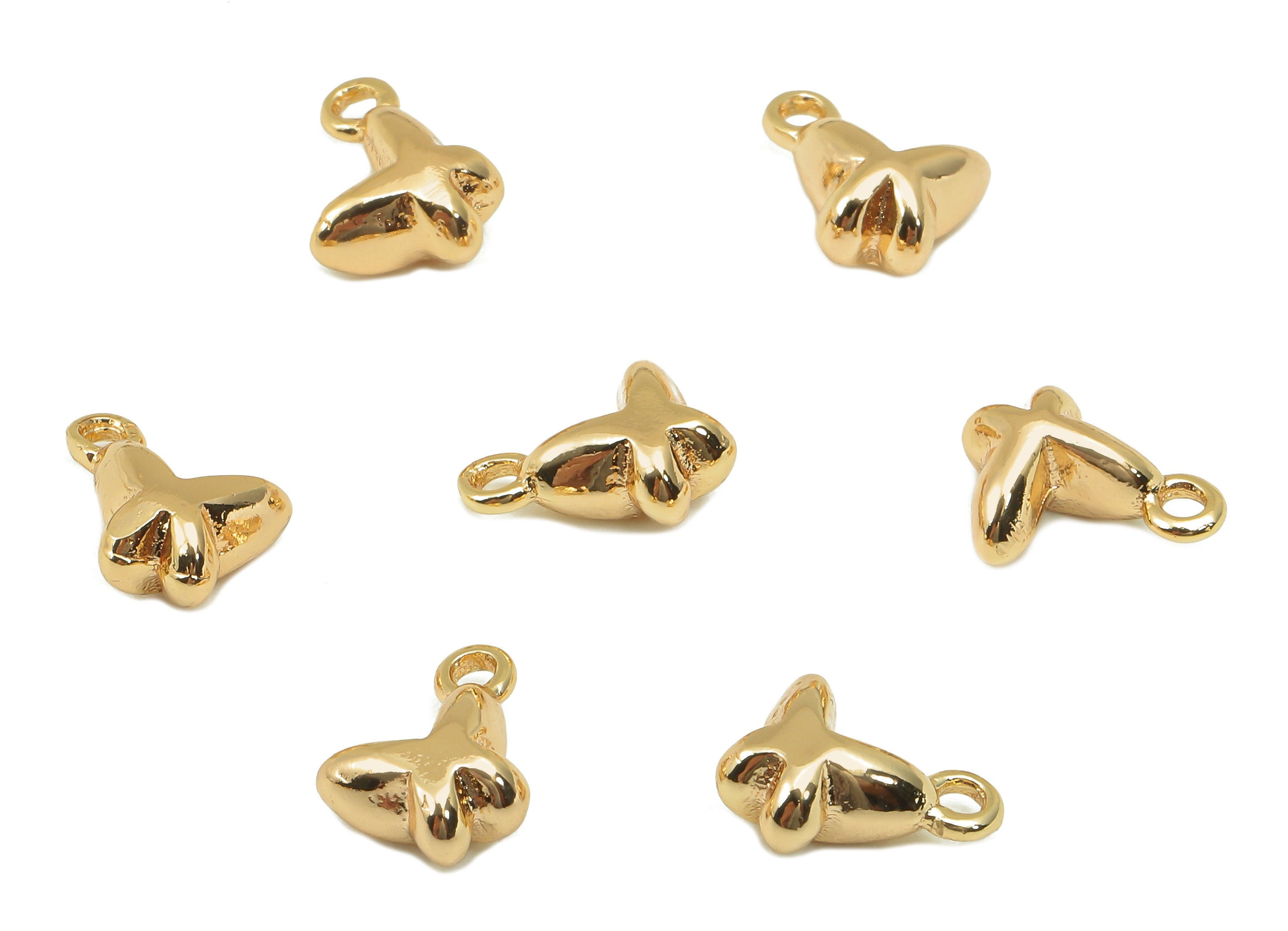 Brass Mini Butterfly Earring Charm - Gold Tiny Cabochon Earring - Necklace Pendant With Loop - 18K Real Gold Plating - 9.7x7.2x3.8mm-RGP5784 - DOMEDBAZAAR