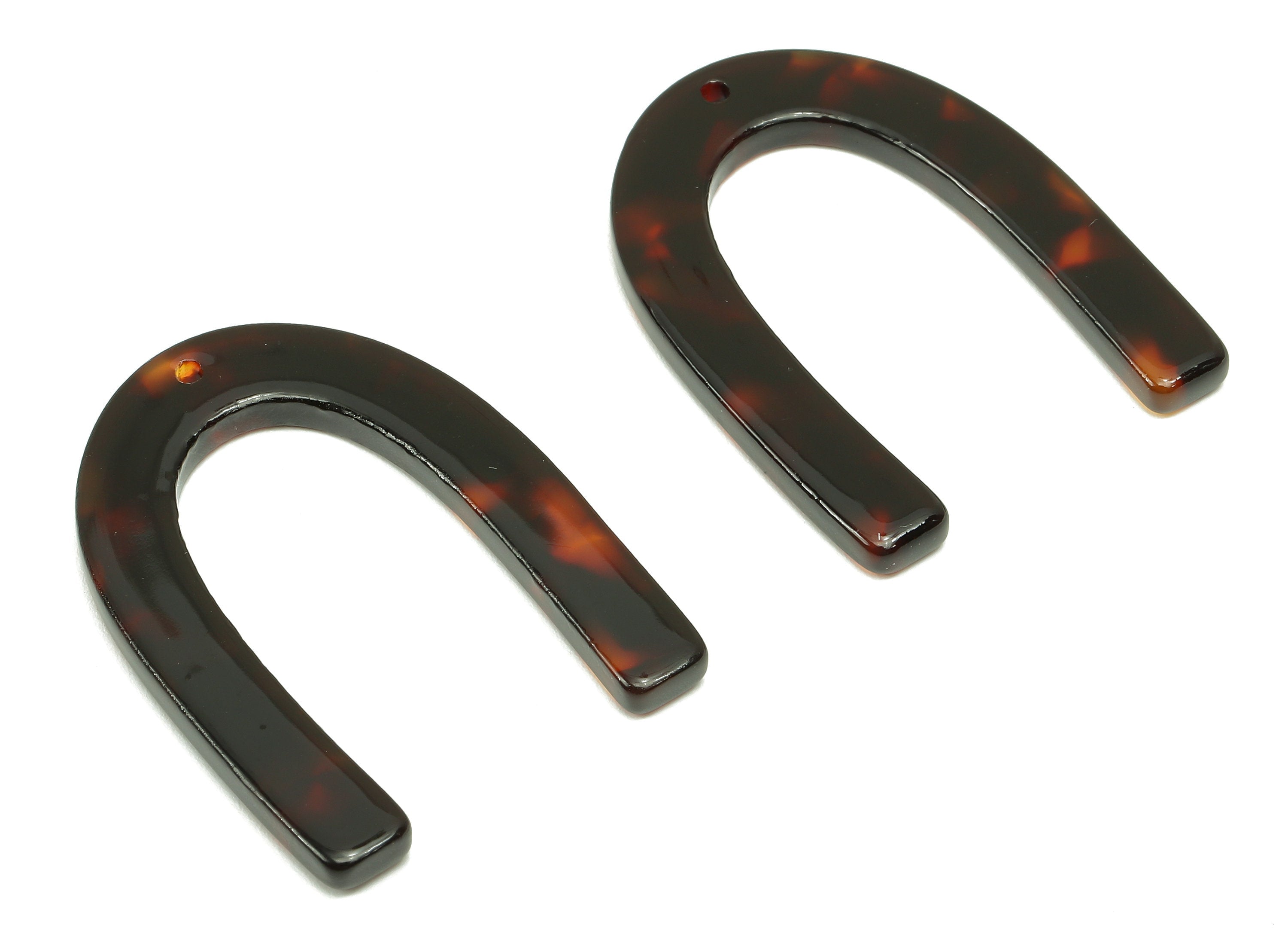 Acetate U Earrings Charms - Tortoise Shell U Earring - Acetate Pendant - Earring Findings - Color Code: A886 - 34.7x25.6x2.8mm - AC1114-A886 - DOMEDBAZAAR