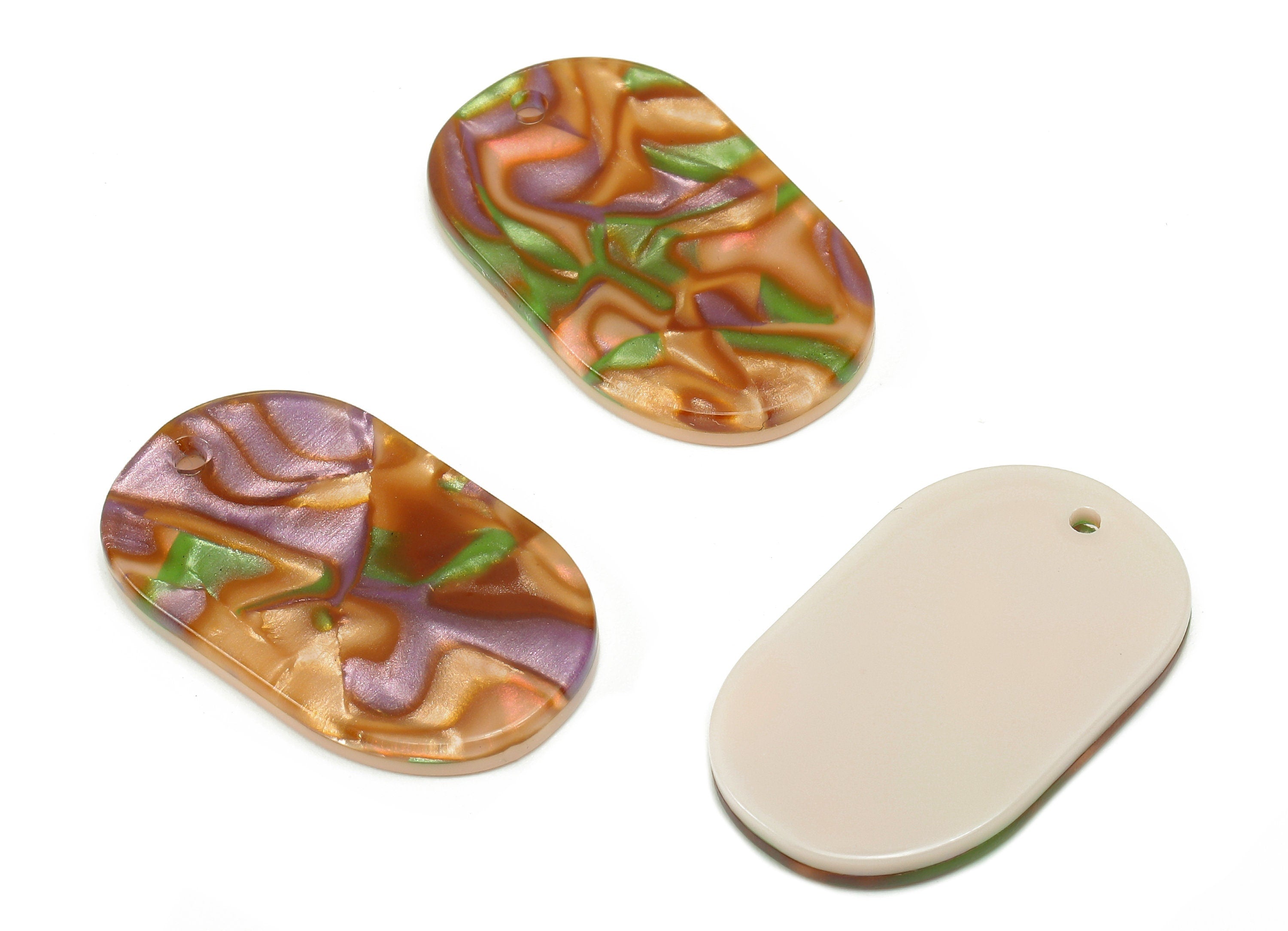 Acetate Oval Earrings Charms - Acetate Oval Earring - Oval Pendant - Earring Findings - Color Code: A289 - 27.5x16.6x2.7mm - AC1158-A289 - DOMEDBAZAAR