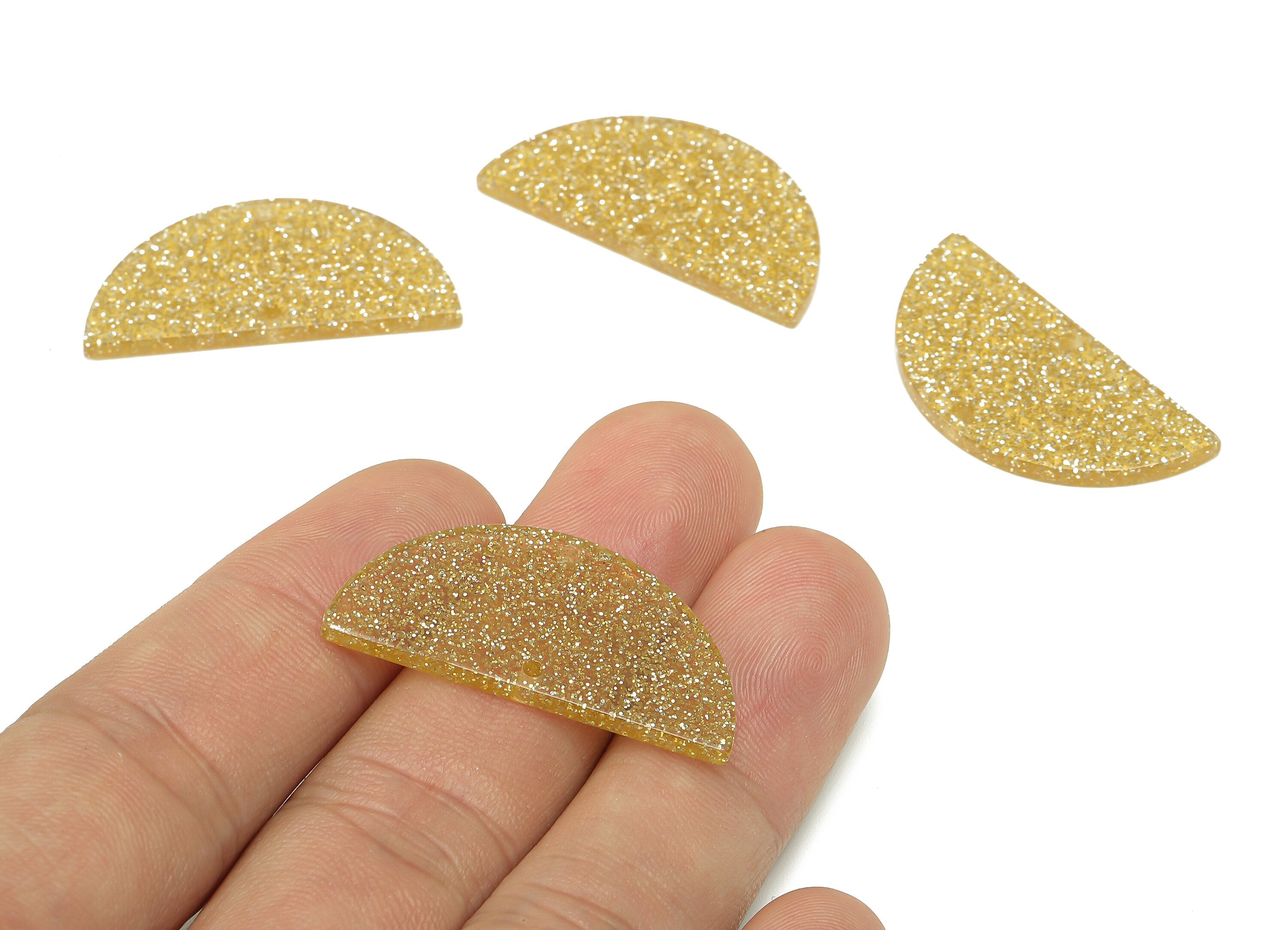 Acetate Semicircle Earrings Connectors - Half Moon Charms With 2 Holes - Earring Findings - Color Code: A98 - 33.7x16.6x2.3mm - AC1218-A98 - DOMEDBAZAAR