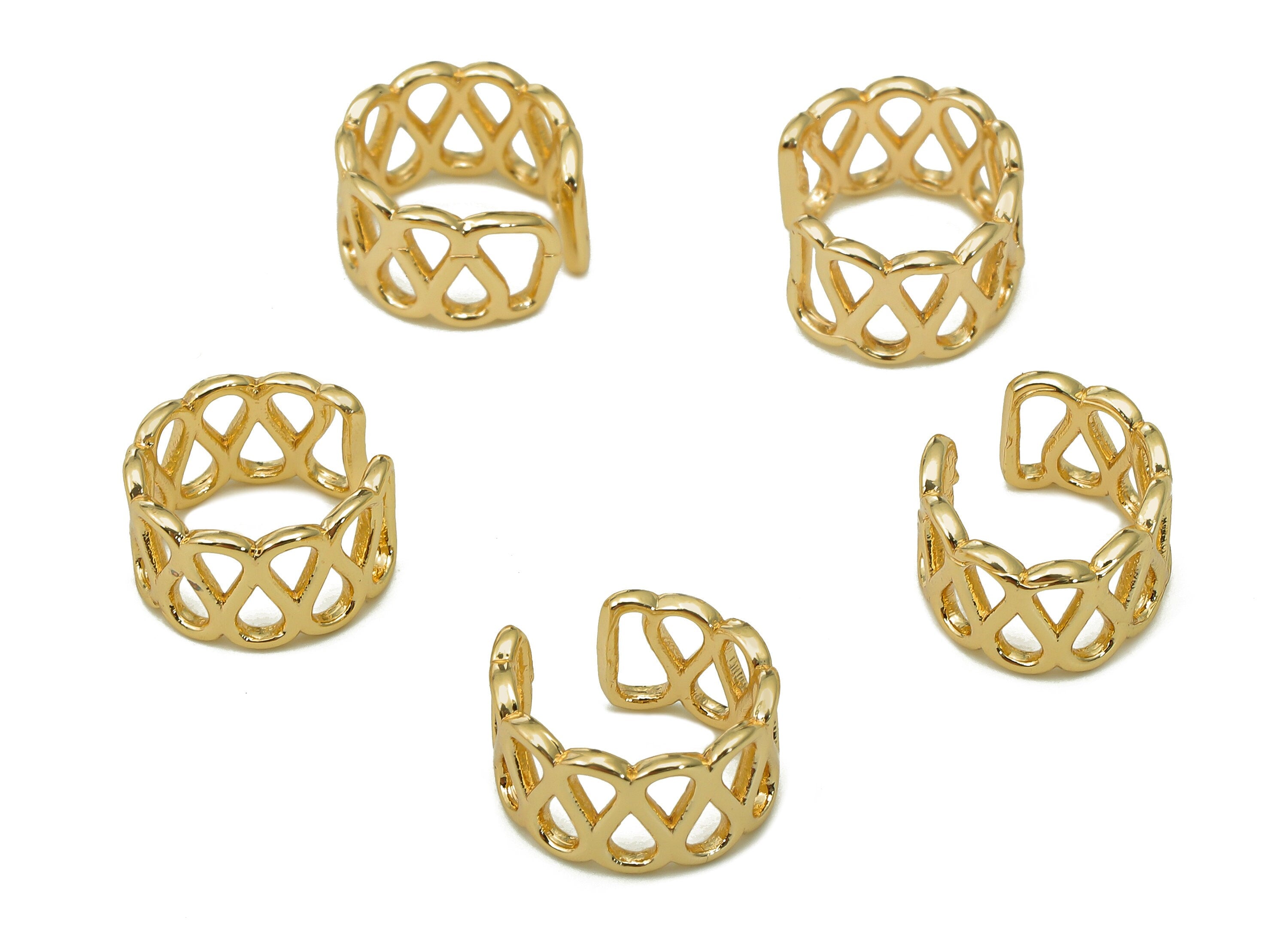 Brass Drop Open Round C Ring - Teardrop Hollow Hoop Ear Clip - Wide Hoop Earring Cuff - 18K Real Gold Plating Cuff Ear - 10x6x0.9mm -RGP5537 - DOMEDBAZAAR