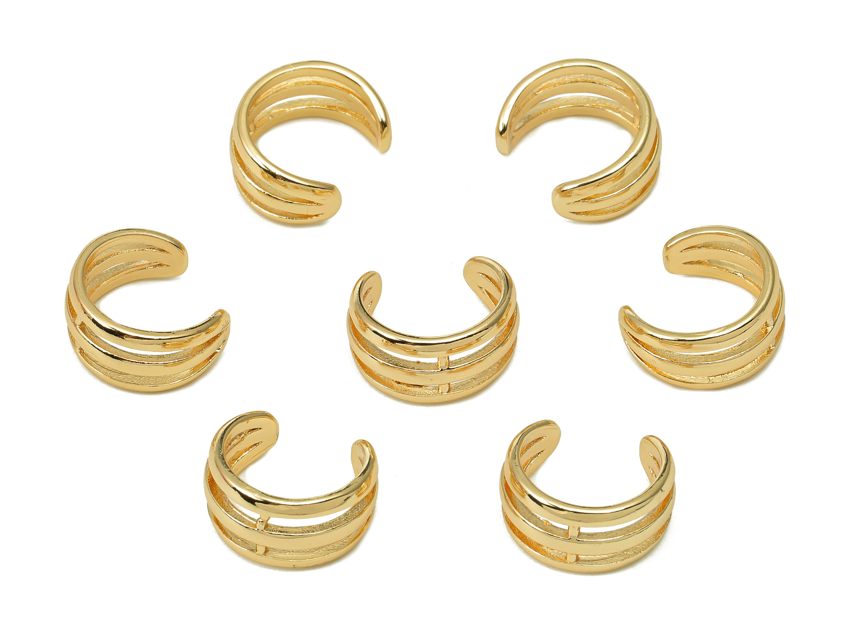 Brass Crescent Open Round C Ring - Wide Earring Cuff - Hollow Hoop Ear Cuff - 18K Real Gold Plating Cuff Ear - 11.7x10.4x1.4mm - RGP5502 - DOMEDBAZAAR
