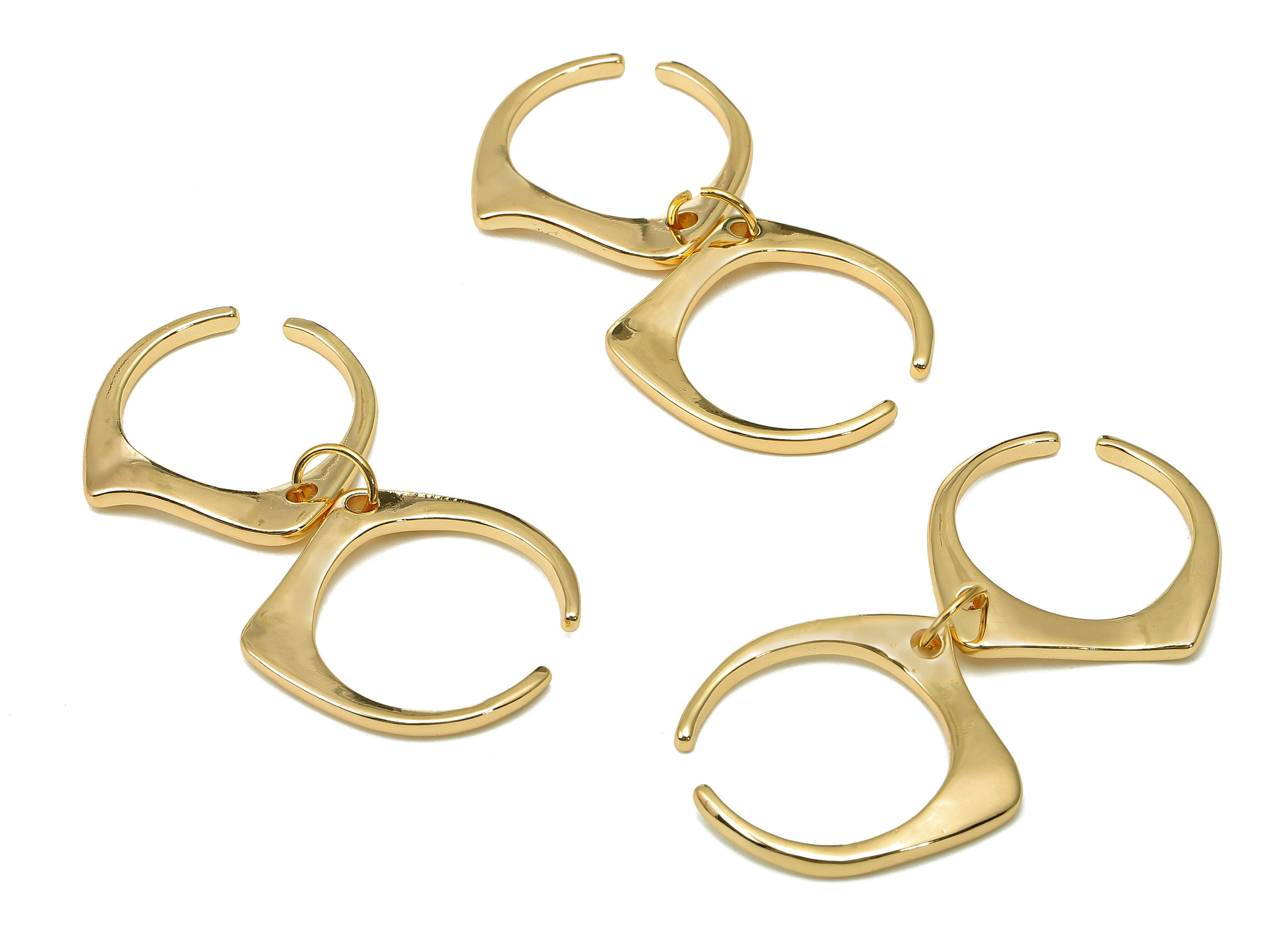 Brass Open Round Two Ring - Gold Simple Open Hoop Ring - Wide Double Open Hoop Ring - 18K Real Gold Plating - 20.1x19.5x1.8mm - RGP5500 - DOMEDBAZAAR