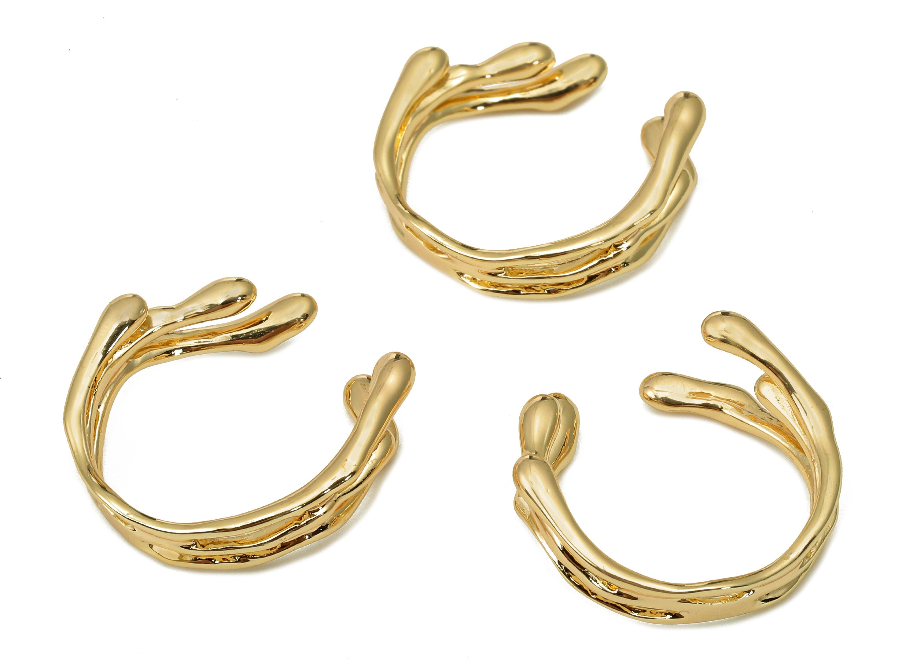 Brass Open Round Ring - Gold Textured Open Hoop Ring - Open Hoop Ring - 18K Real Gold Plating - 21x19.4x1.8mm - RGP5495 - DOMEDBAZAAR