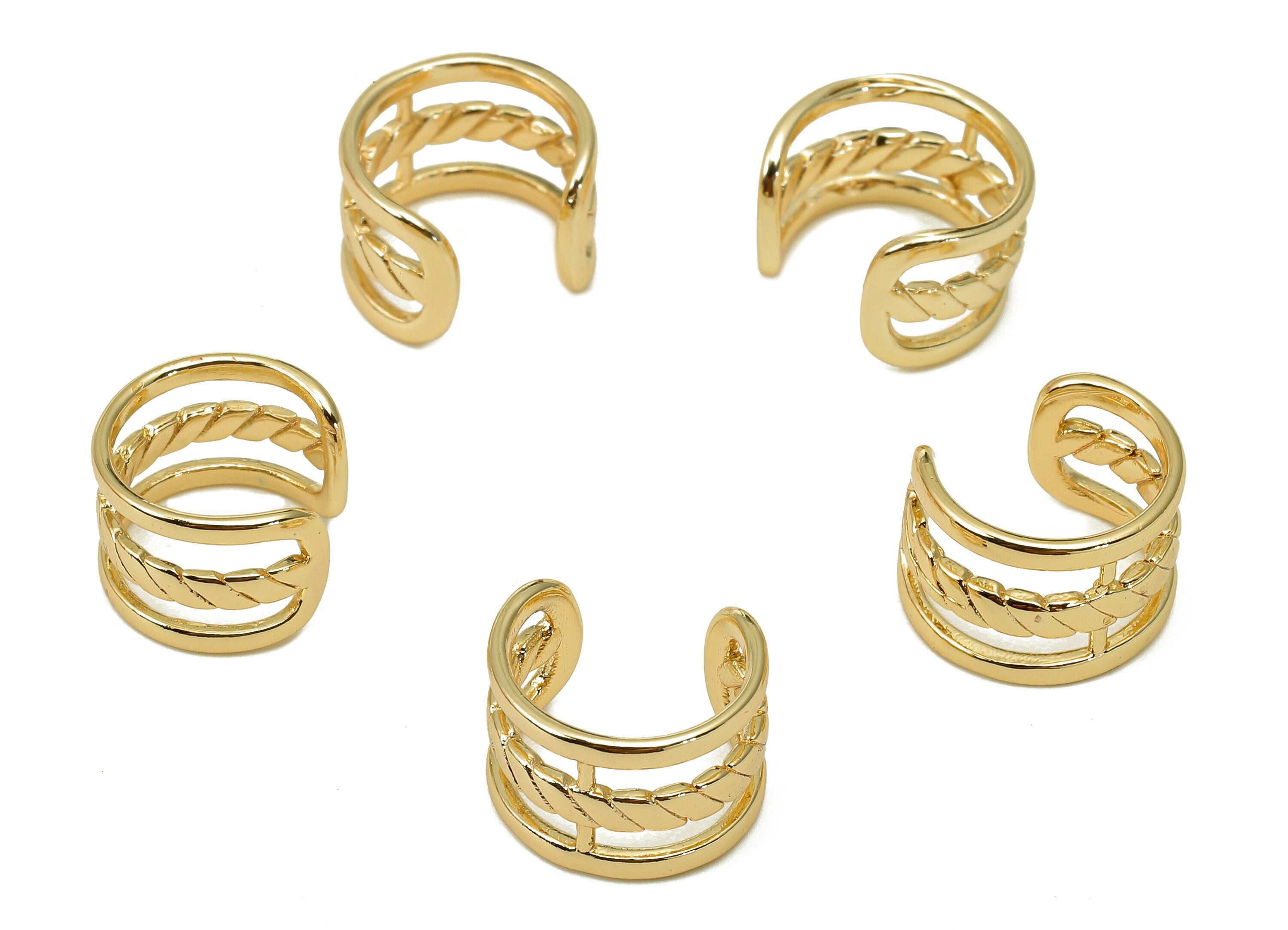 Brass Mini Open Round C Ring - Wide Earring Cuff - Hollow Hoop Ear Cuff - 18K Real Gold Plating Cuff Ear - 11.51x10.74x1.23mm - RGP5465 - DOMEDBAZAAR