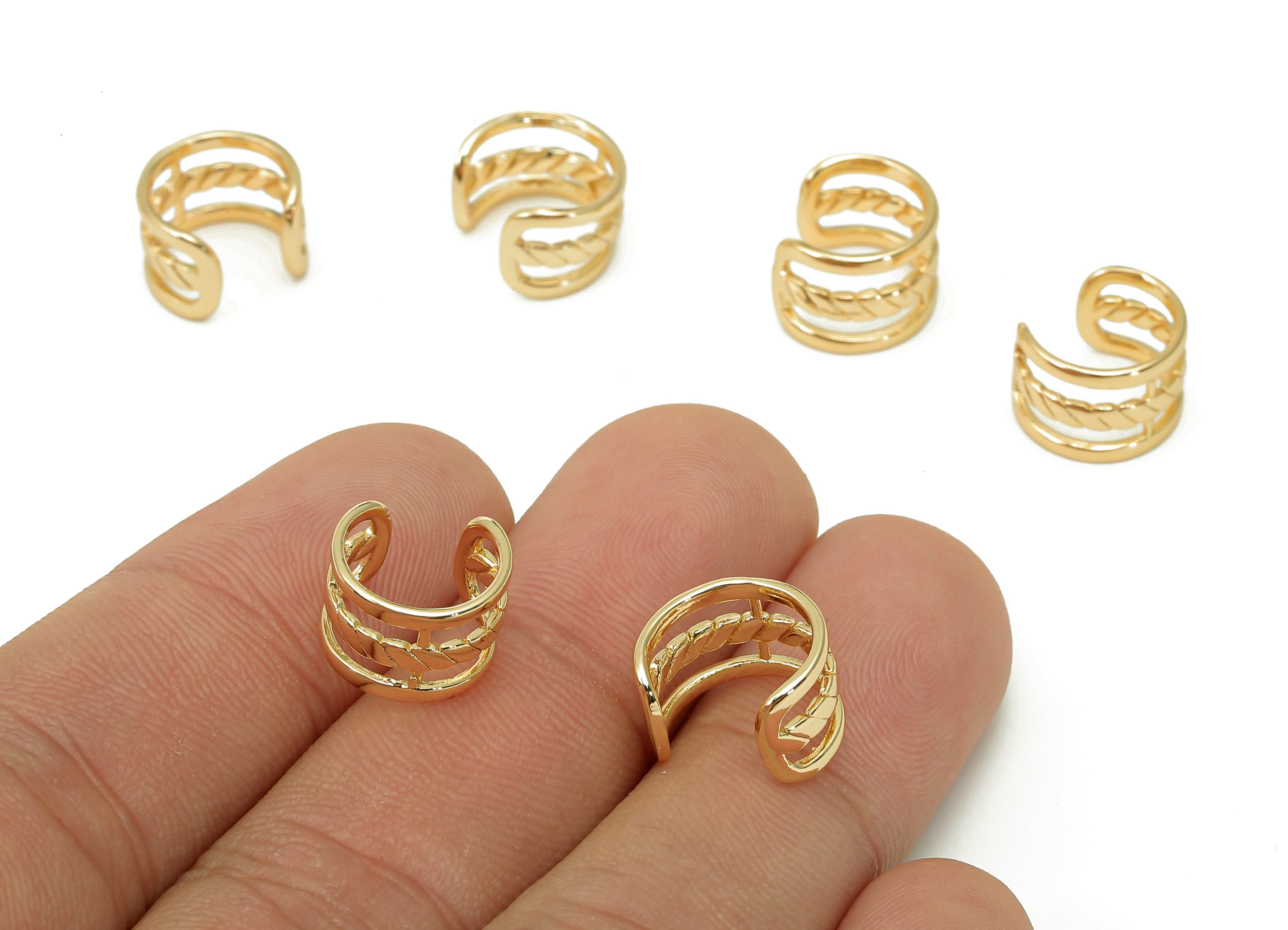 Brass Mini Open Round C Ring - Wide Earring Cuff - Hollow Hoop Ear Cuff - 18K Real Gold Plating Cuff Ear - 11.51x10.74x1.23mm - RGP5465 - DOMEDBAZAAR