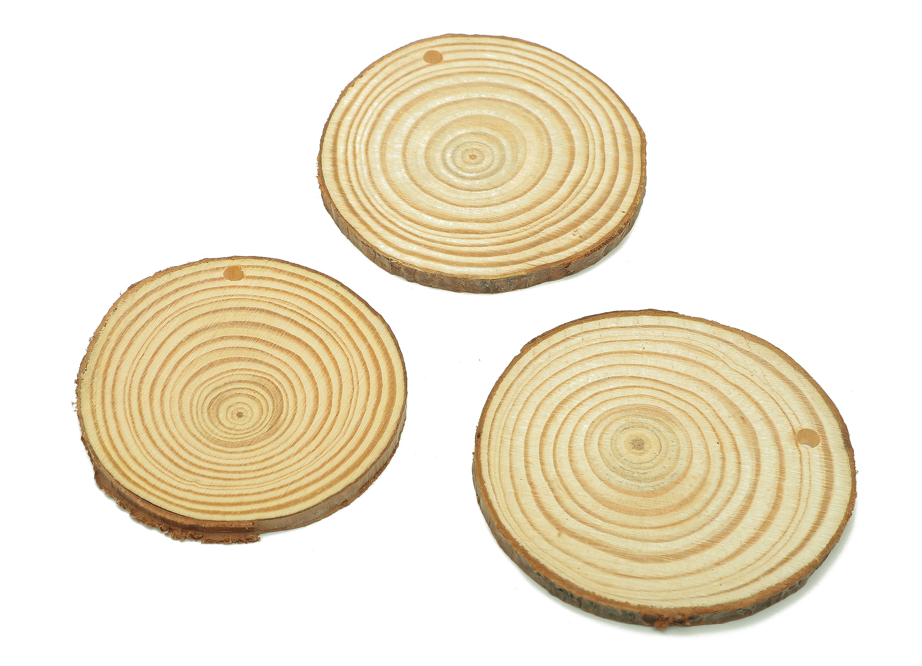 Pine Wood Slices Discs Earrings - Circles Natural Wood Bark Charm - Round Raw Edge Wood Pendant - Eco friendly - 67.4x62.9x4.6mm - BB1297-65 - DOMEDBAZAAR