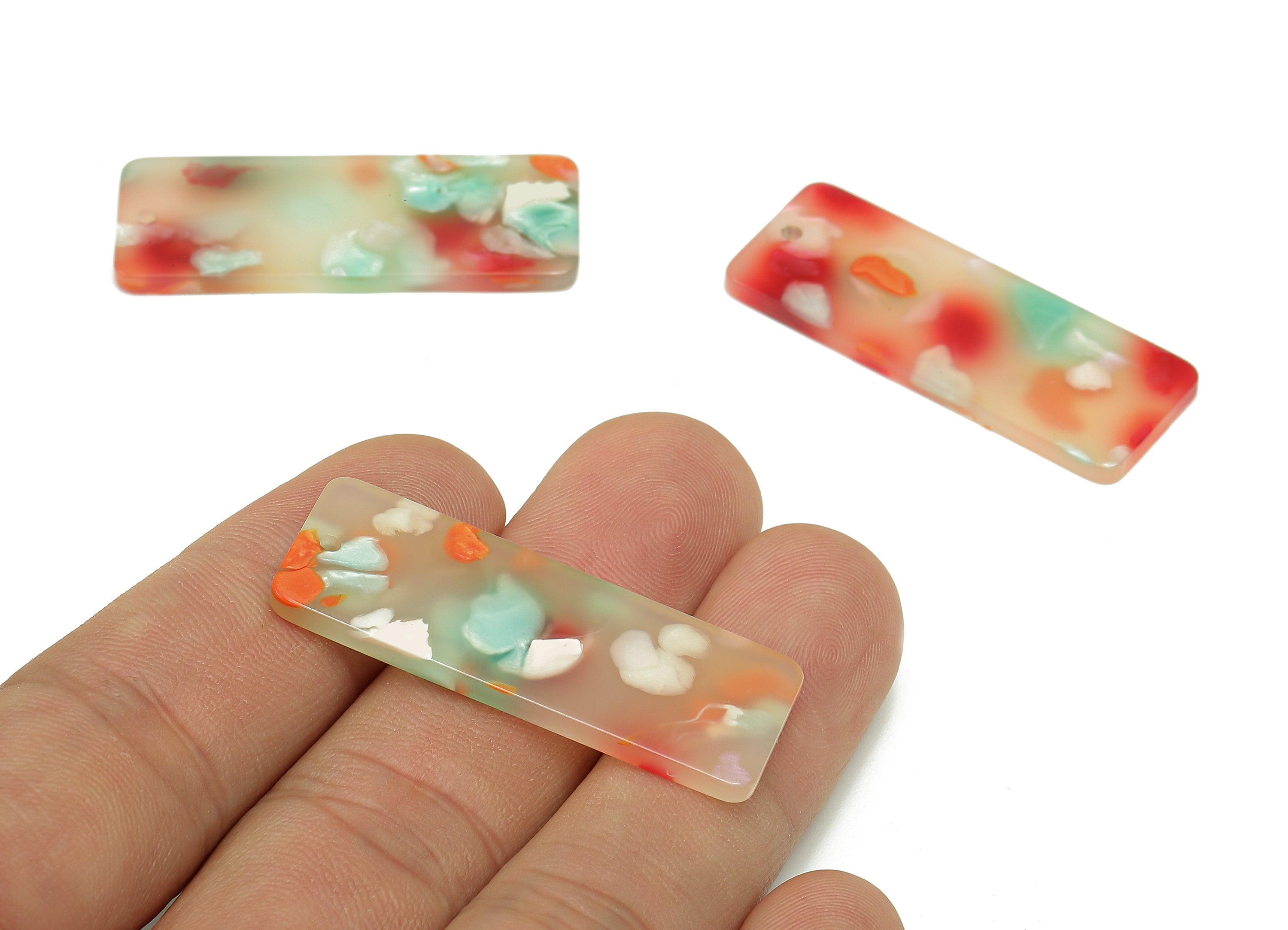 Acrylic Rectangle Earring Charm - Acrylic Long Rectangle Earring - Pendant With Hole - Color Code: A758 - 39.7x14.7x2.4mm - AC2564-A758 - DOMEDBAZAAR