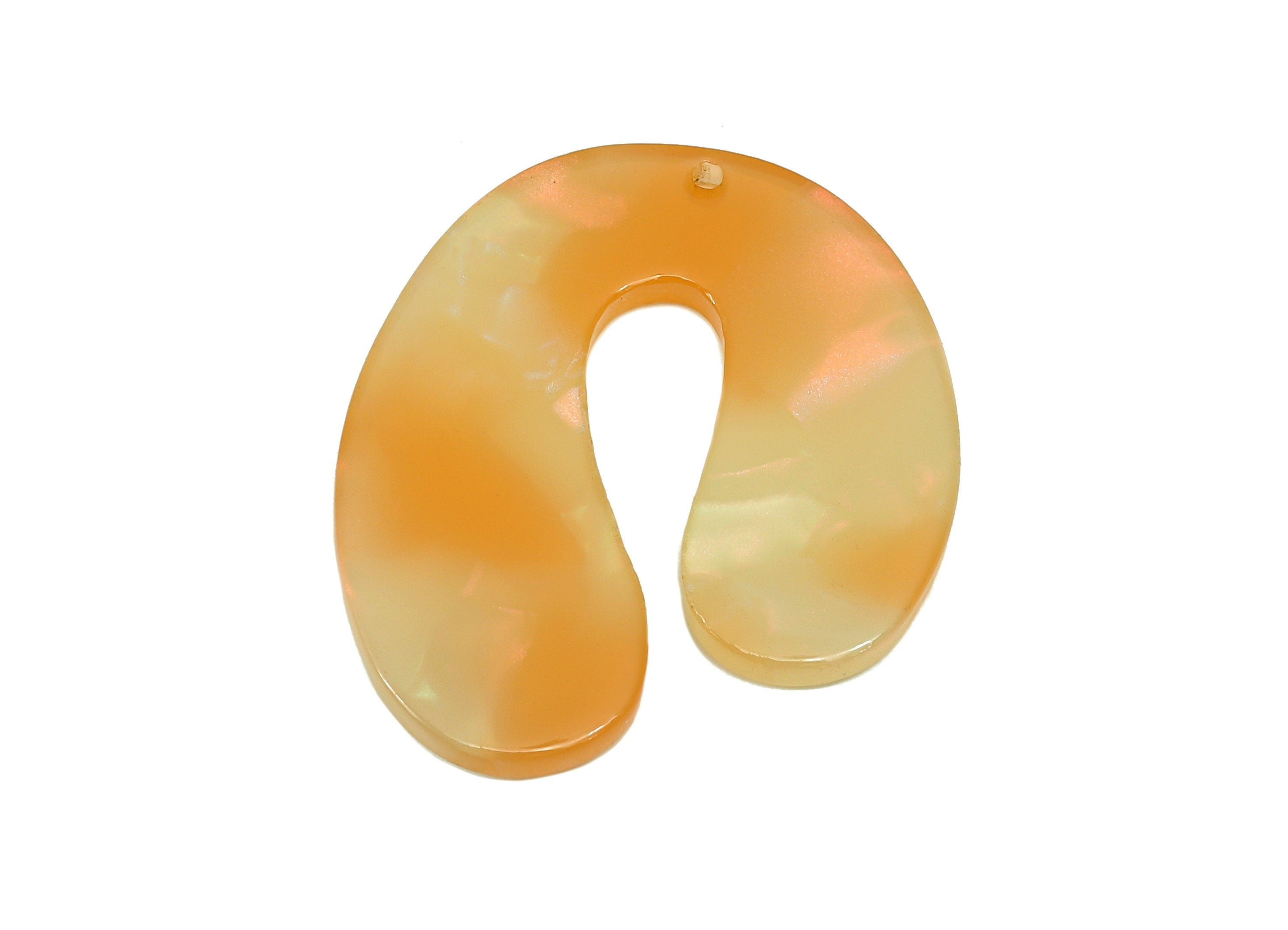 Acrylic U Earring Charms - Acrylic U Earring - U Orange Horsehoe Pendant With Hole - Color Code: A850 - 32.7x28.2x2.5mm - AC2565-A850 - DOMEDBAZAAR