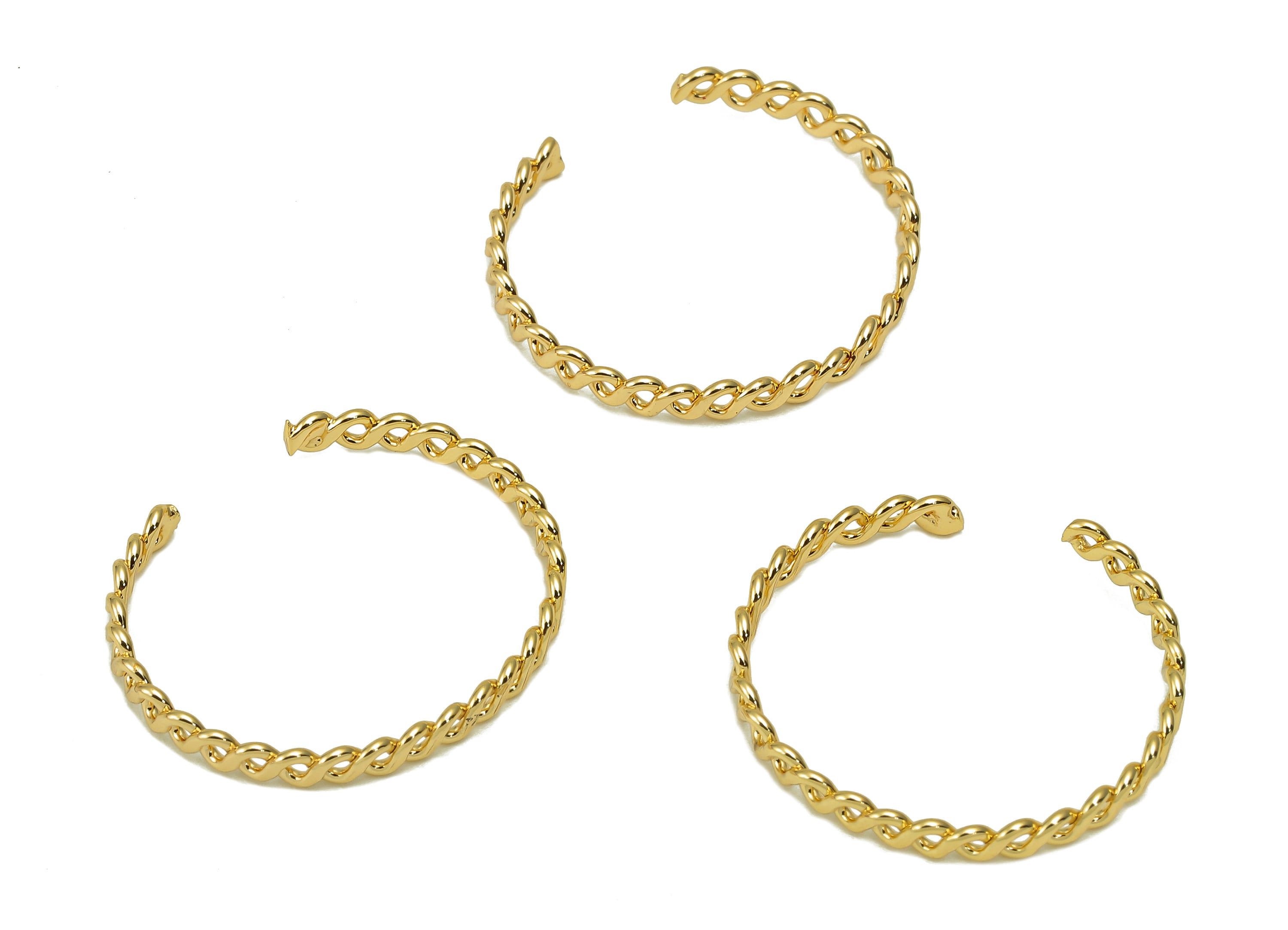 Twisted Brass Wire Ring - Flat Brass Wire Hoop - Open Circle Hollow Ring - 18K Real Gold Plating - 21.04x2.55x0.98mm - RGP5622 - DOMEDBAZAAR