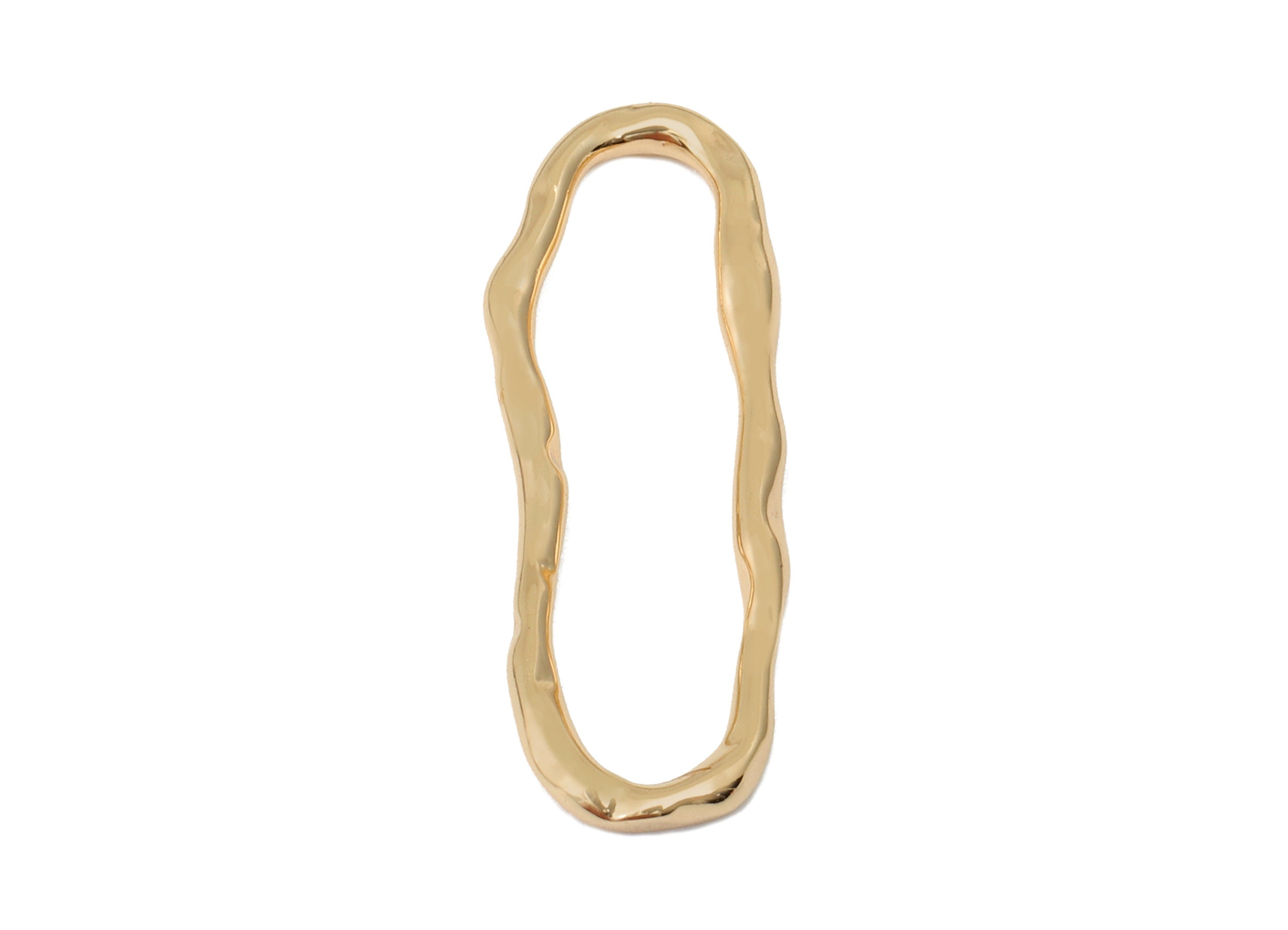 Brass Melting Oval Earring Charm - Gold Hollow Melting Oval Pendant - For Necklace - 18K Real Gold Plating - 23.71x8.73x1.46mm - RGP5625 - DOMEDBAZAAR