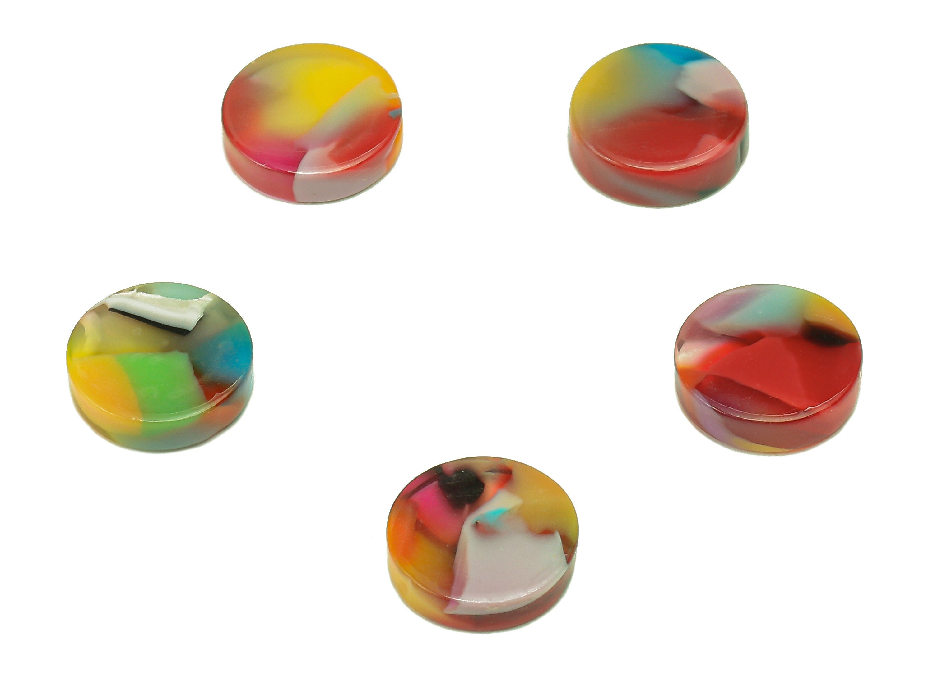 Acetate Coin Earring Charms - Rainbow Color Round Earring - Circle Charm For Stud Earring - Color Code: A21 - 9.64X9.55X2.73mm - AC1151-A21 - DOMEDBAZAAR