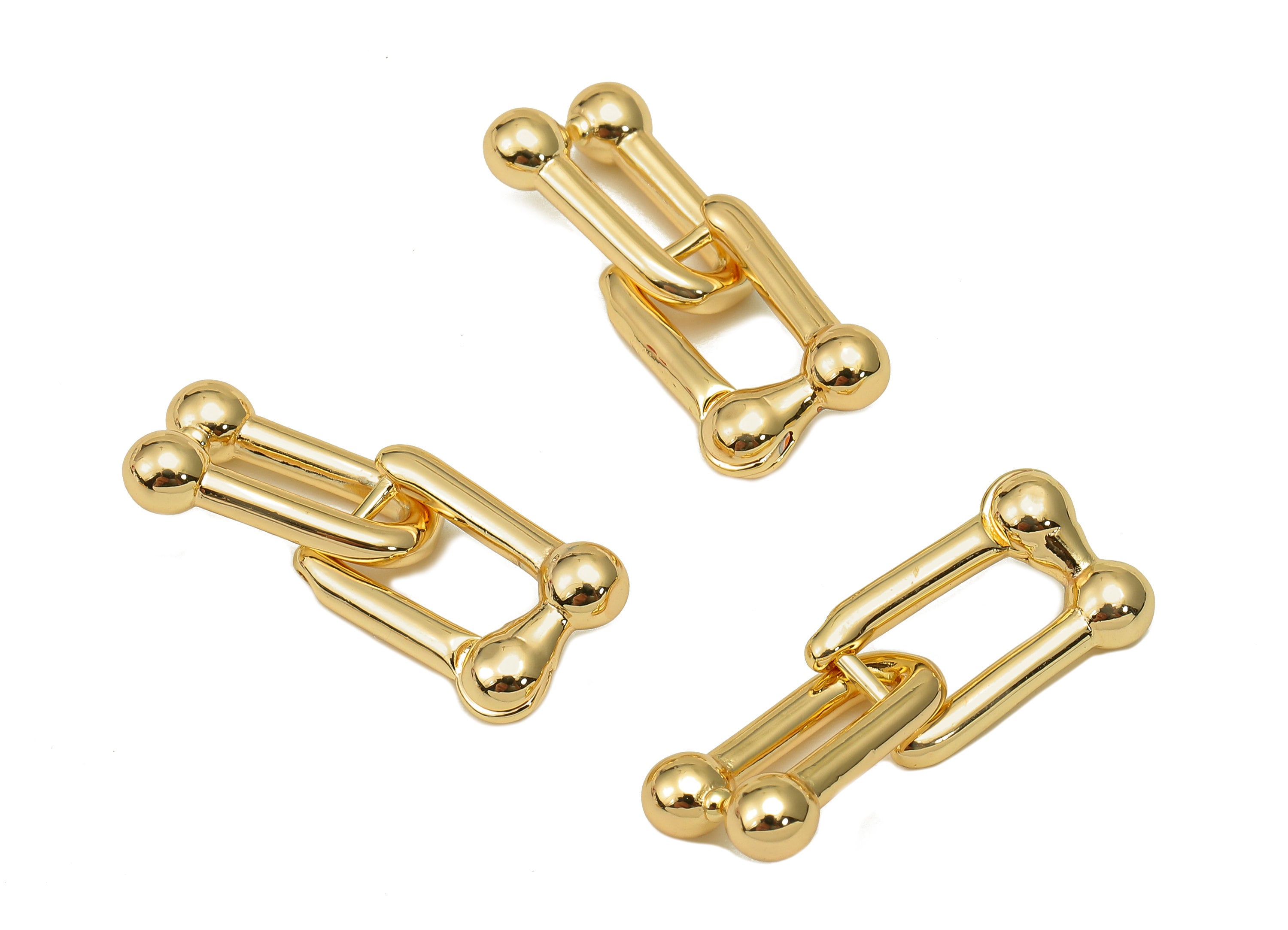 Brass Huggie Hoop Rectangle Earrings - Chunky Gold Toggle Earring Clasp - U Hoop Clasps - 18K Real Gold Plating - 29.6x11.4x2.4mm - RGP5626 - DOMEDBAZAAR