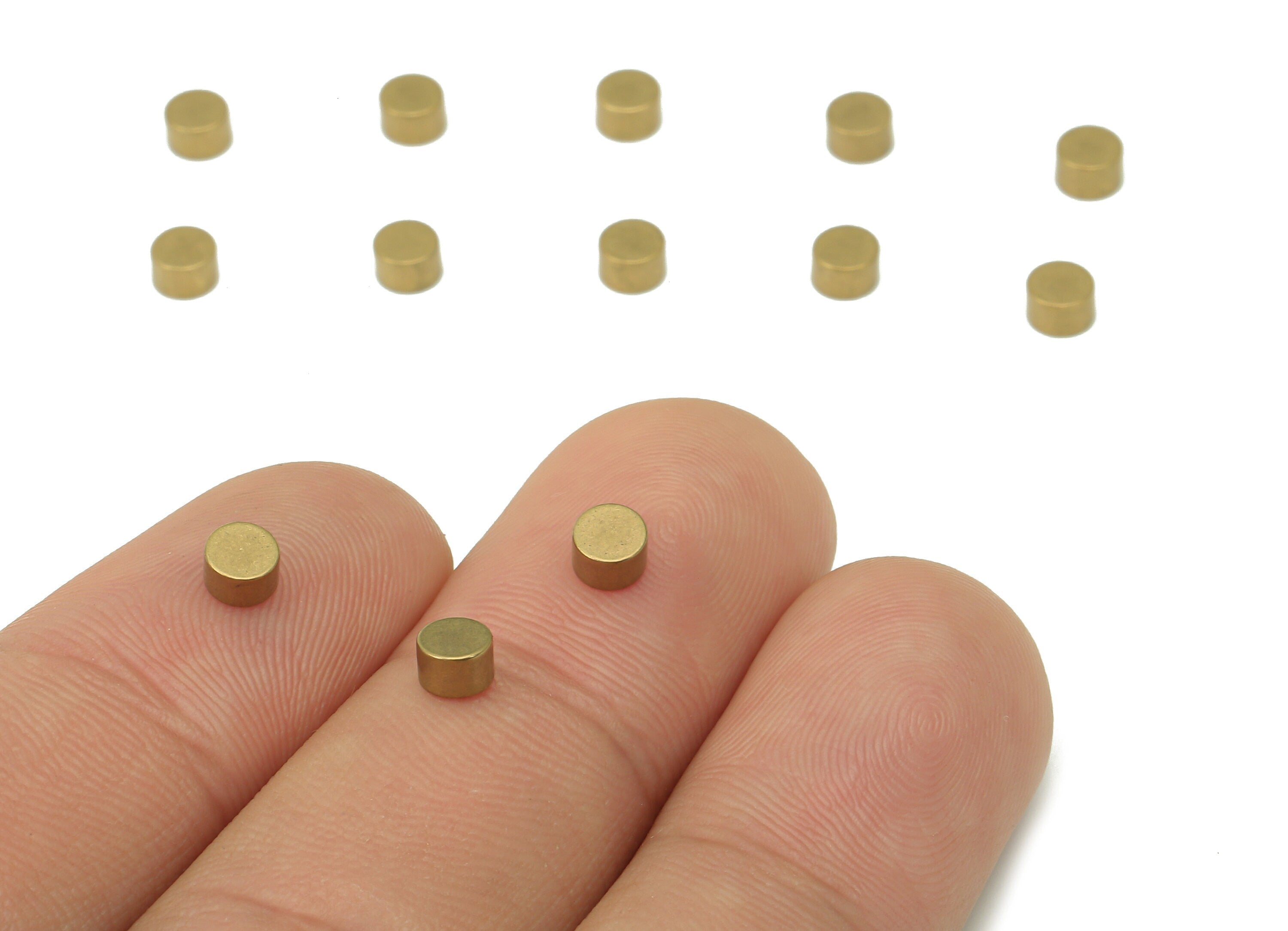 Brass Thick Cyclinder Earring - Raw Brass Mini Circle Earring - Mini Thick Round Disc Earring - Brass Findings - 3.9x3.9x2.5mm - PP8069 - DOMEDBAZAAR