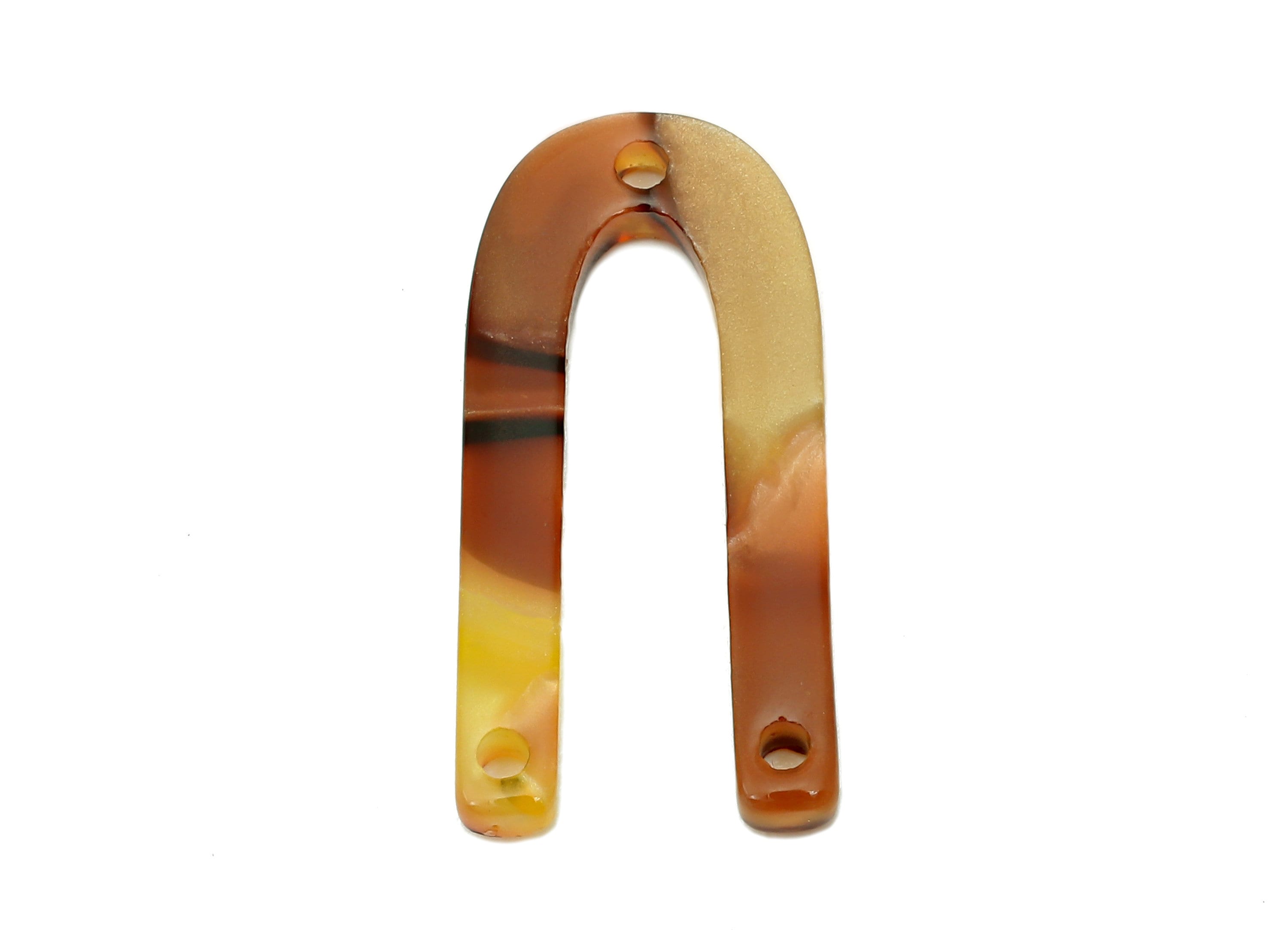 Acetate U Earring Connectors - U Charms With 3 Holes - Earring Findings - U Necklace - Color Code: A160 - 25.66X11.57X2.53mm - AC1445-A160 - DOMEDBAZAAR