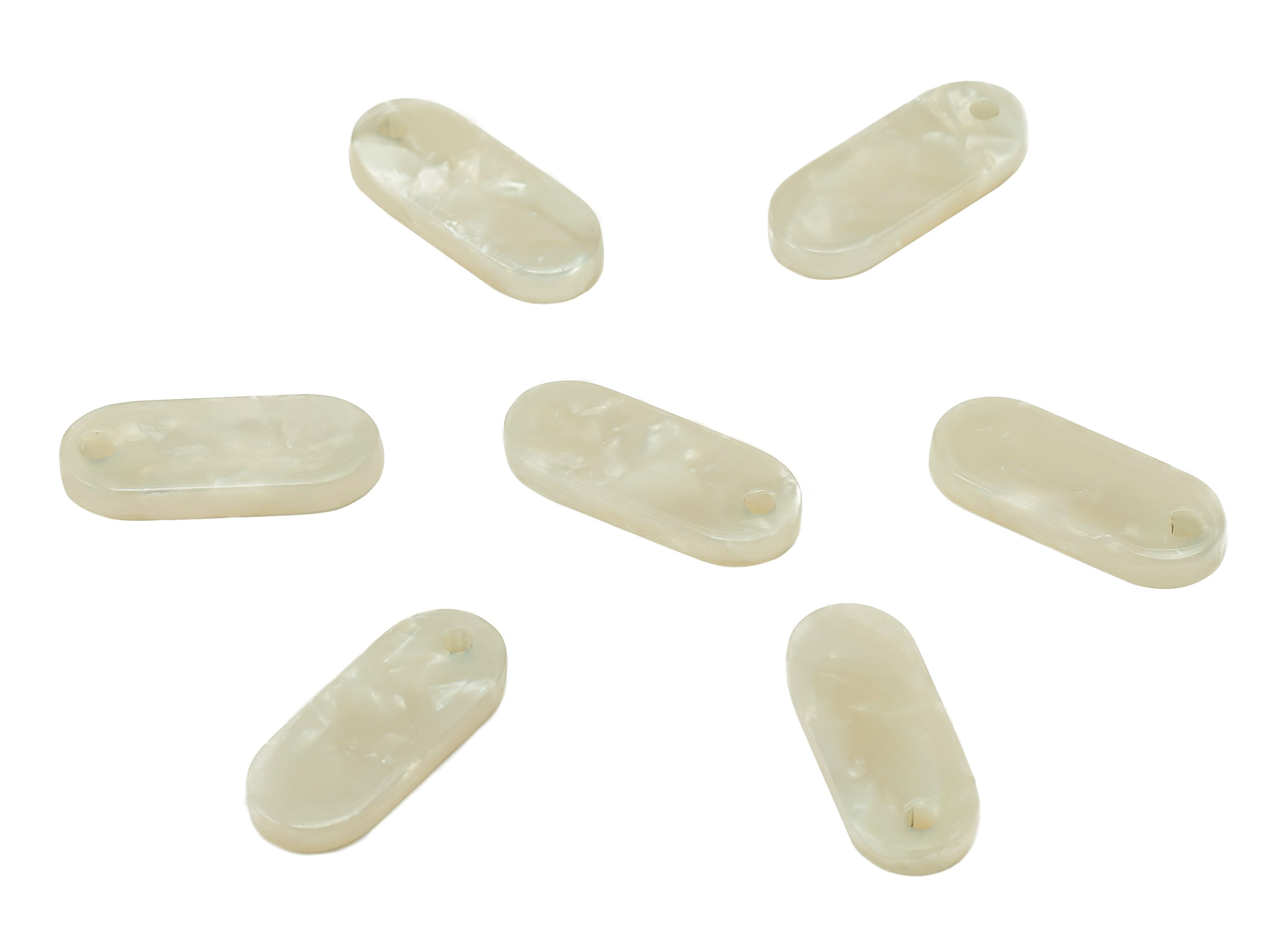 Acetate Oval Rectangle Earring Charm - Ivory Oval Pendant With Hole - Earring Findings - Color Code: A12 - 18.5x7.5x2.6mm - AC1578-A12 - DOMEDBAZAAR