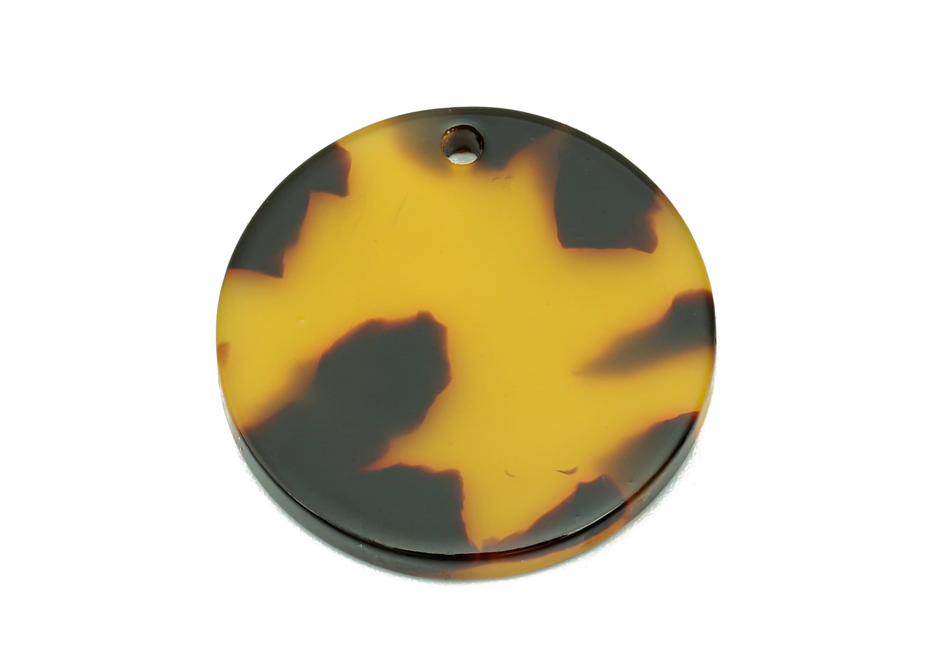 Acetate Coin Earring Charm - Round Tortoise Shell Earring - Circle Pendant With Hole - Color Code: A02 - 22.9x22.7x2.5mm - AC1585-A02 - DOMEDBAZAAR