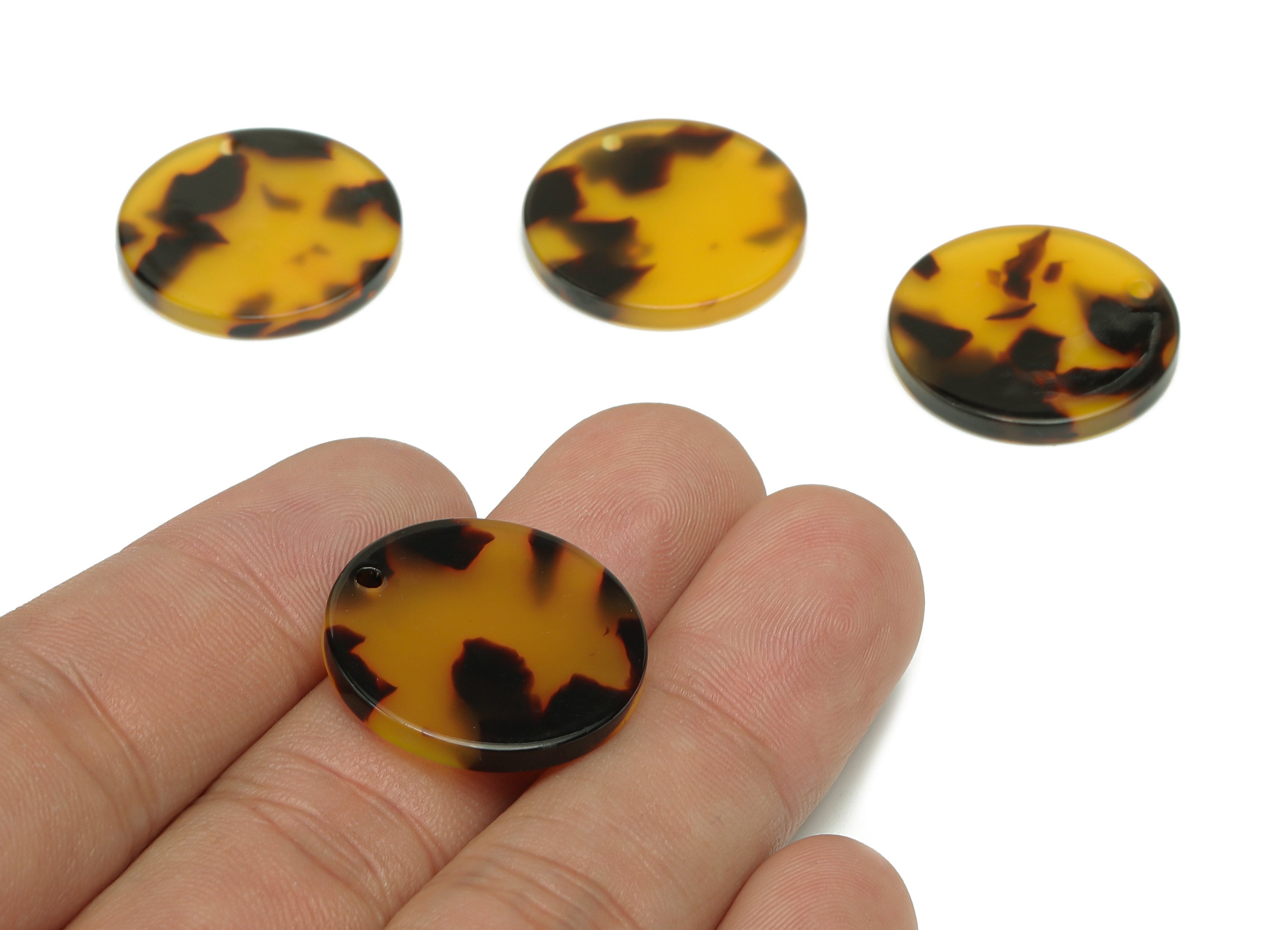 Acetate Coin Earring Charm - Round Tortoise Shell Earring - Circle Pendant With Hole - Color Code: A02 - 22.9x22.7x2.5mm - AC1585-A02 - DOMEDBAZAAR