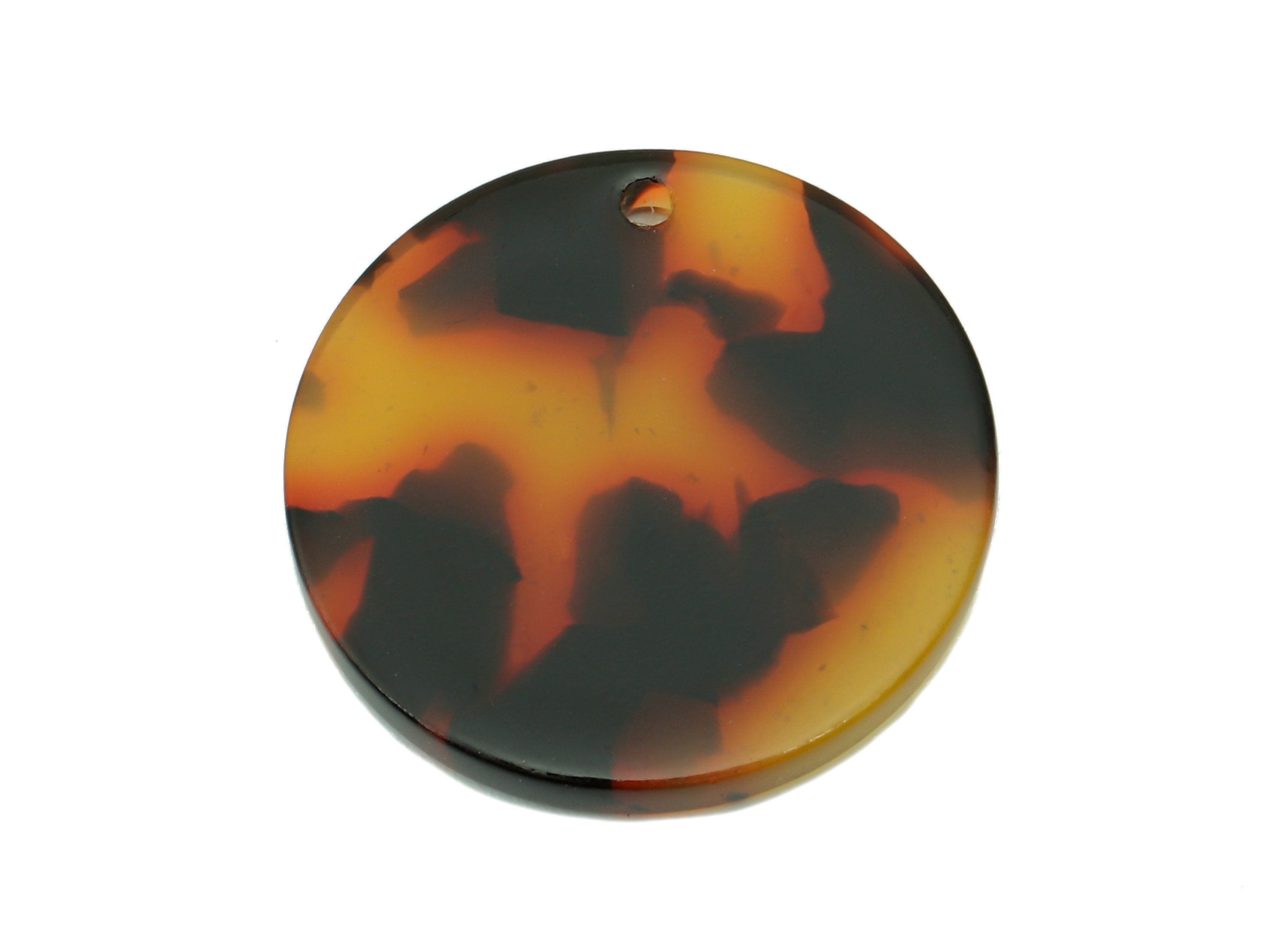 Acetate Coin Earring Charm - Round Tortoise Shell Earring - Circle Pendant With Hole - Color Code: A04 - 22.7x22.6x2.6mm - AC1585-A04 - DOMEDBAZAAR