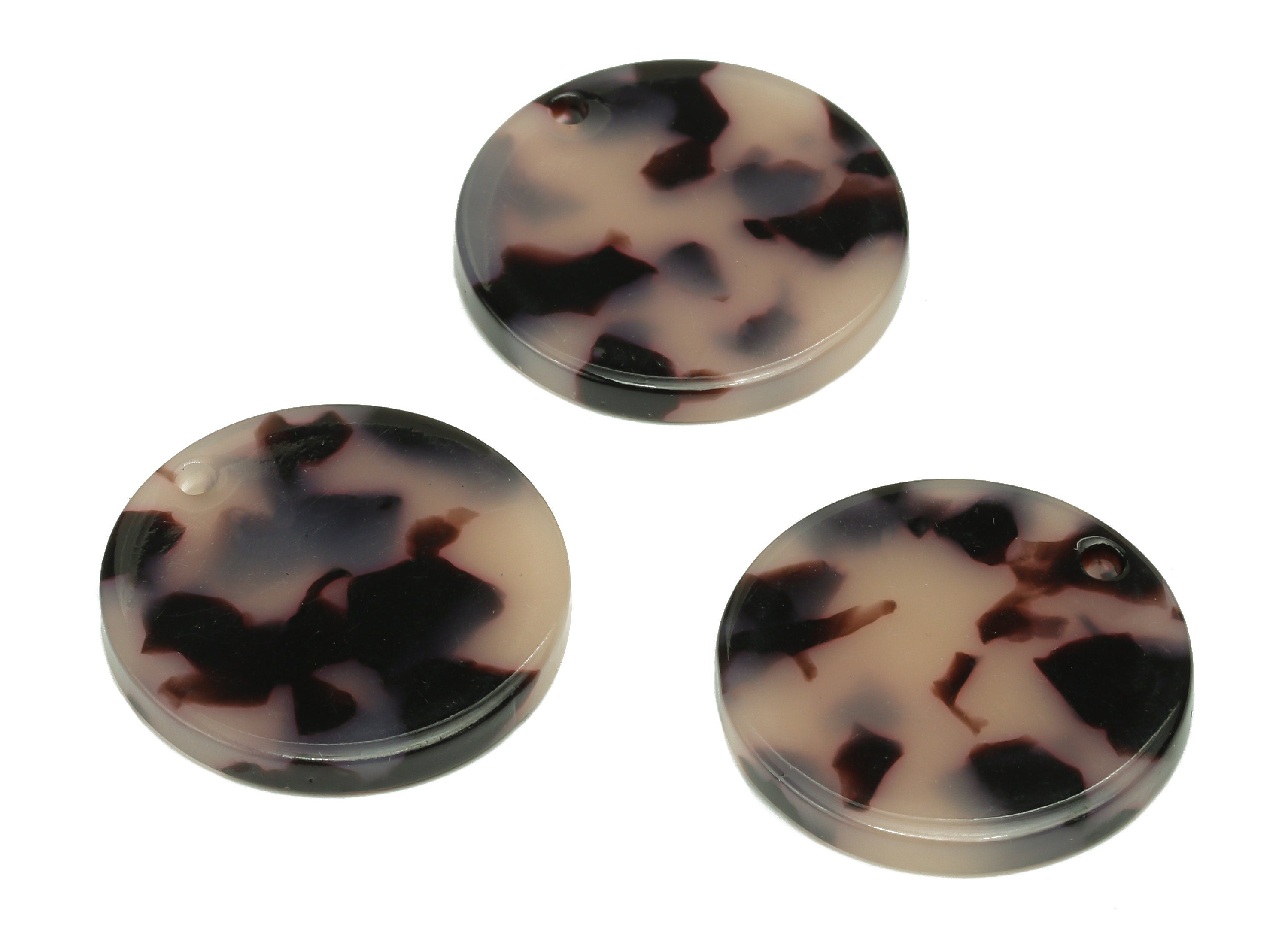Acetate Coin Earring Charm - Round Tortoise Shell Earring - Circle Pendant With Hole - Color Code: A06 - 22.7x22.6x2.6mm - AC1585-A06 - DOMEDBAZAAR