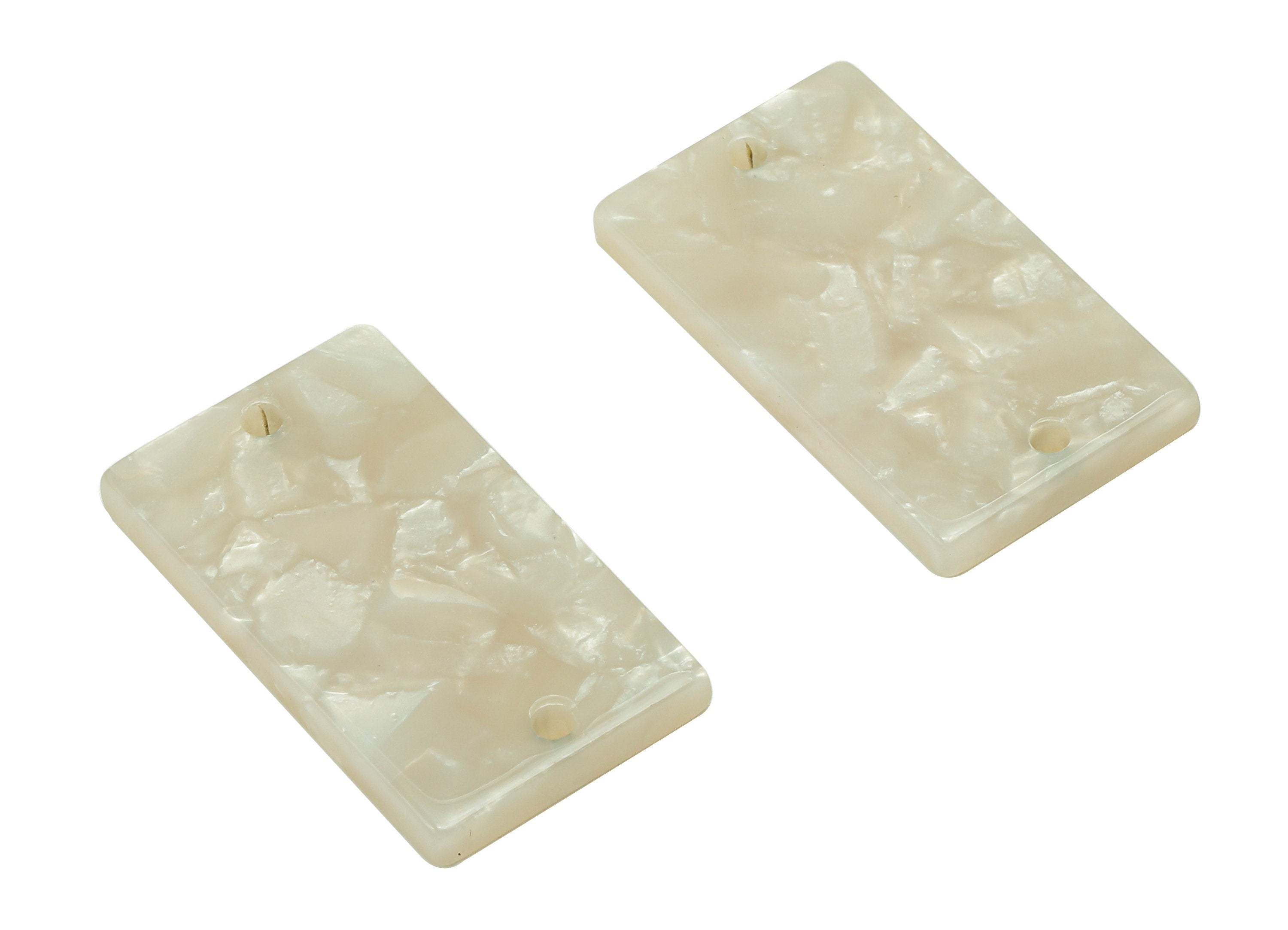 Acetate Rectangle Connectors Earring - Ivory Charm With 2 Holes - Acetate Rectangle Pendant - Color Code: A12 - 25.1x14.5x2.5mm -AC1803-A12 - DOMEDBAZAAR