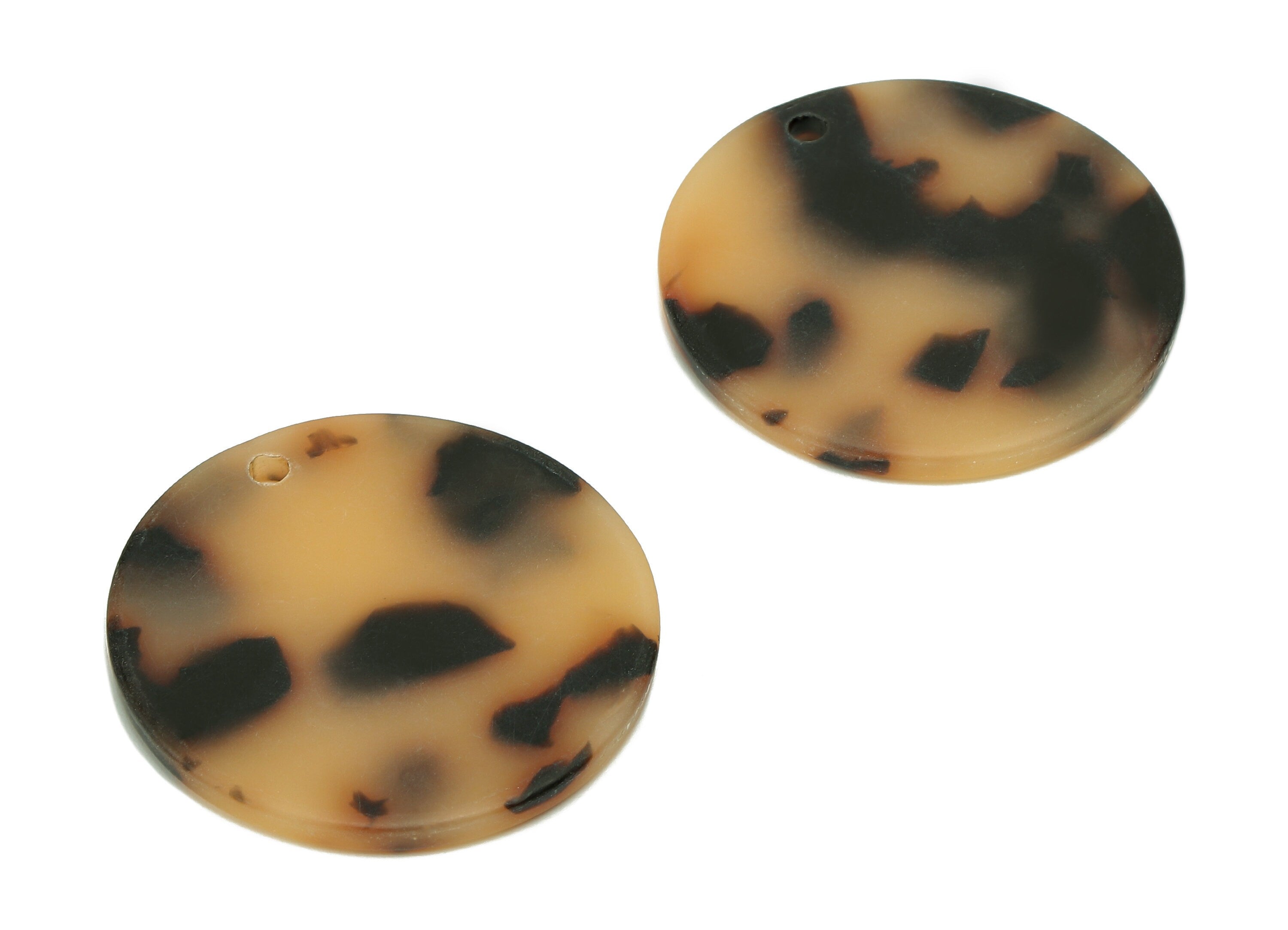 Acetate Round Charms - Blonde Matte Tortoise Shell Earrings - Round Earrings and Pendant - Color Code:A364 - 29.66x29.58x2.6mm - AC1639-A364 - DOMEDBAZAAR