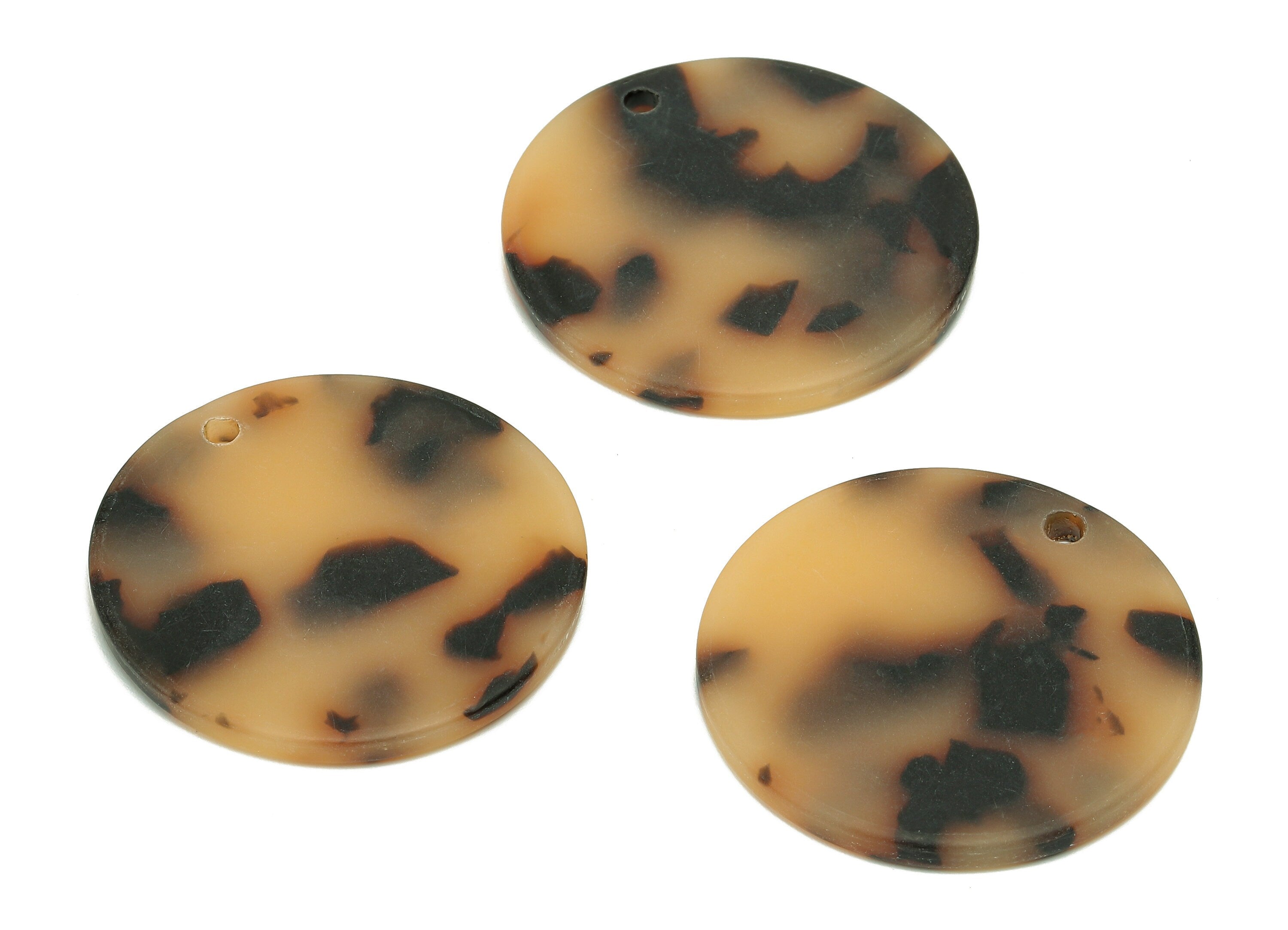 Acetate Round Charms - Blonde Matte Tortoise Shell Earrings - Round Earrings and Pendant - Color Code:A364 - 29.66x29.58x2.6mm - AC1639-A364 - DOMEDBAZAAR