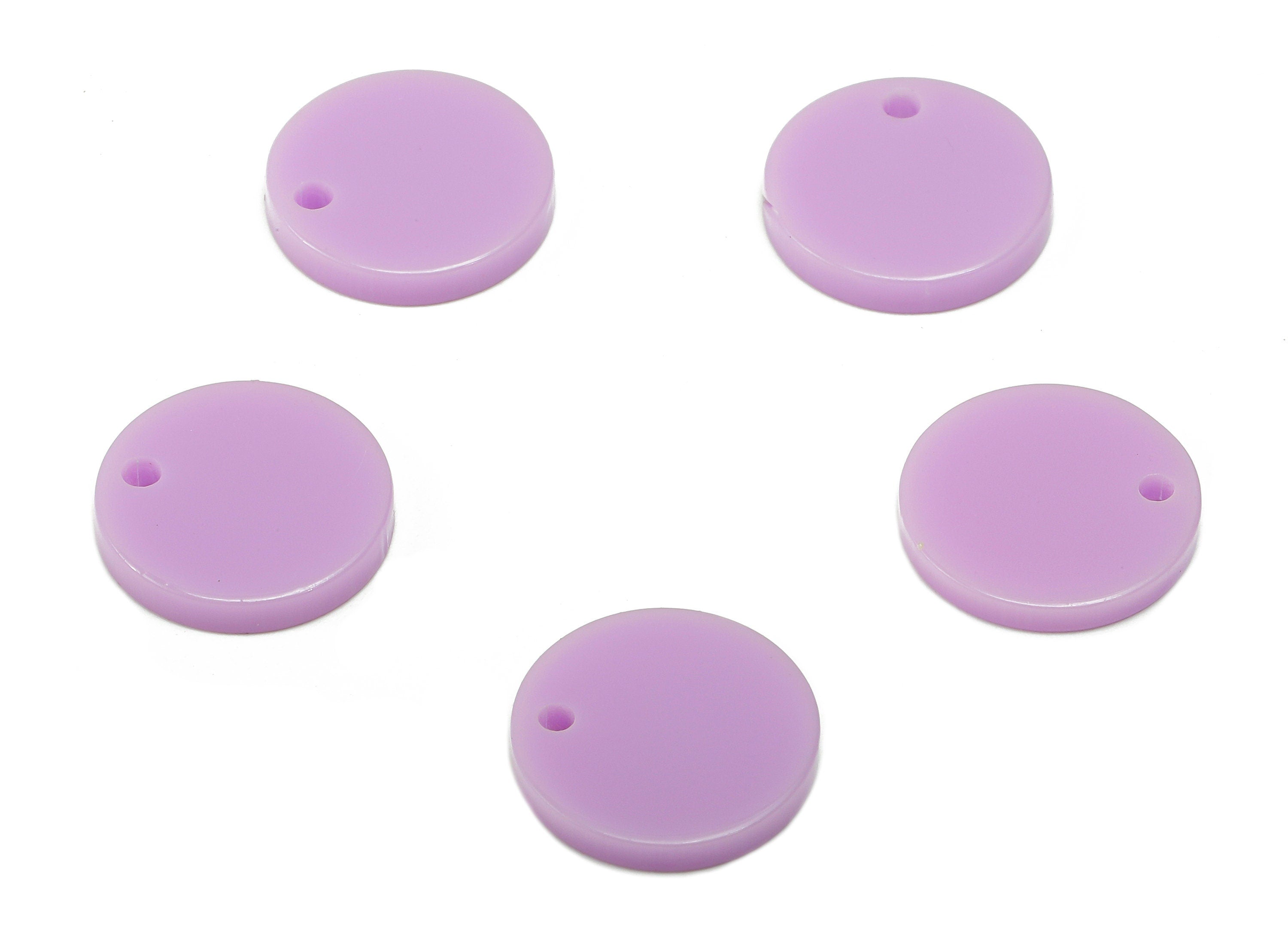 Acrylic Round Earring Charm - Acrylic Purple Circle Earring - Round Pendant With Hole - Color Code: A675 - 14.30x14.25x2.40mm - AC2555-A675 - DOMEDBAZAAR