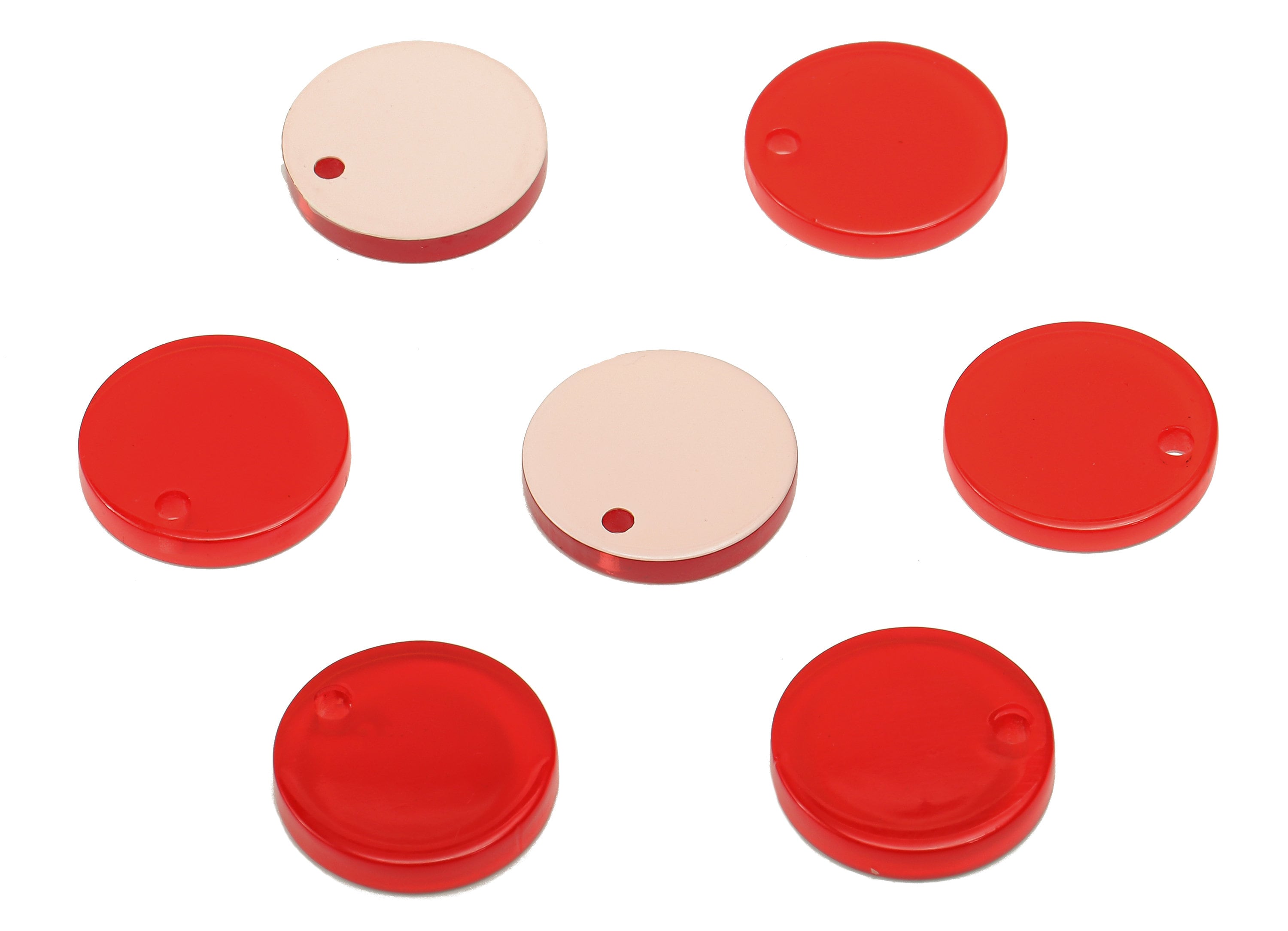 Acrylic Round Earring Charm - Acrylic Red Circle Earring - Round Pendant With Hole - Color Code: A835 - 14.25x14.21x2.55mm - AC2555-A835 - DOMEDBAZAAR