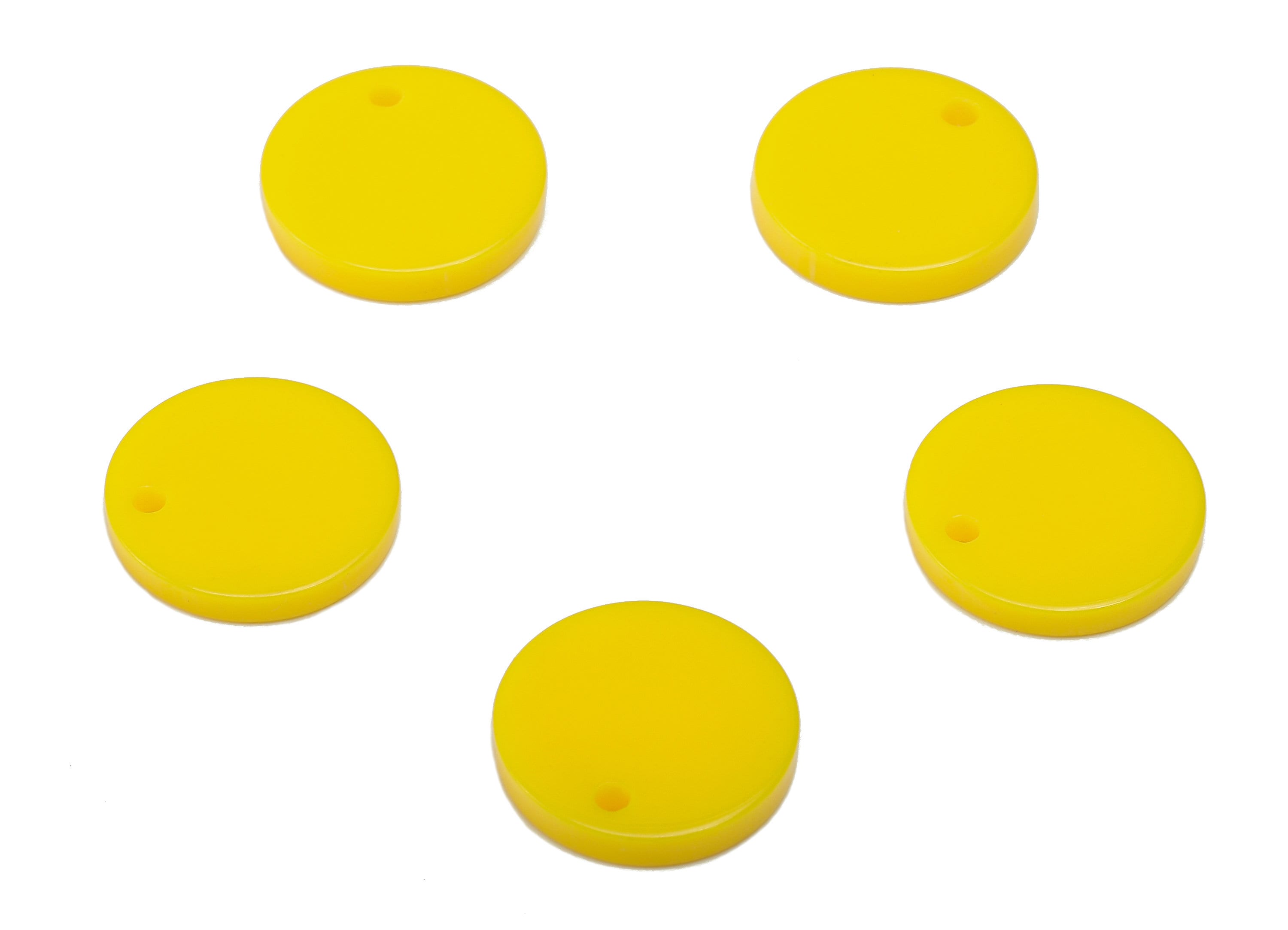 Acrylic Round Earring Charm - Acrylic Yellow Circle Earring - Round Pendant With Hole - Color Code: A836 - 14.36x14.26x2.37mm - AC2555-A836 - DOMEDBAZAAR