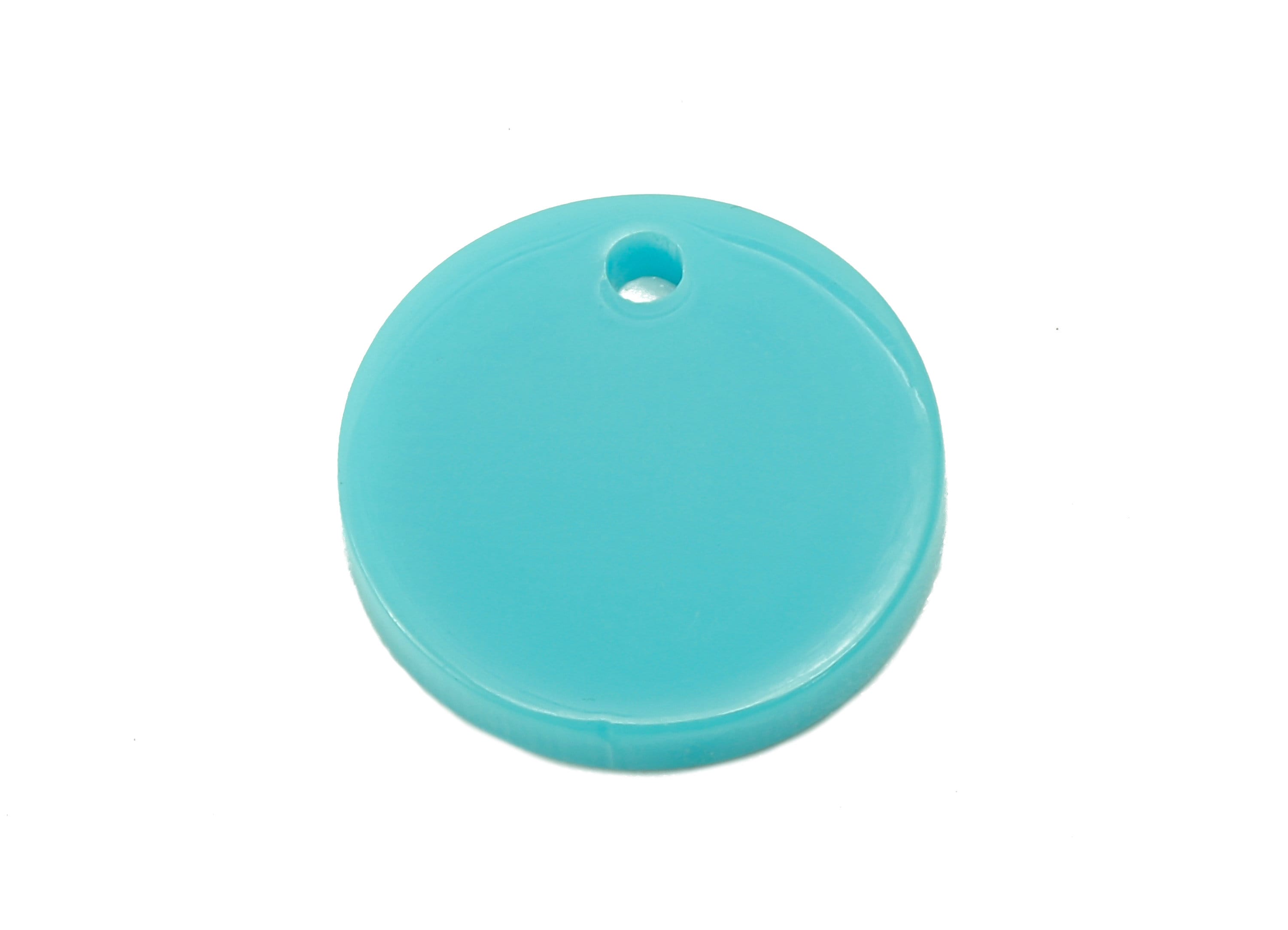 Acrylic Round Earring Charm - Acrylic Blue Circle Earring - Round Pendant With Hole - Color Code: A838 - 14.28x14.23x2.14mm - AC2555-A838 - DOMEDBAZAAR