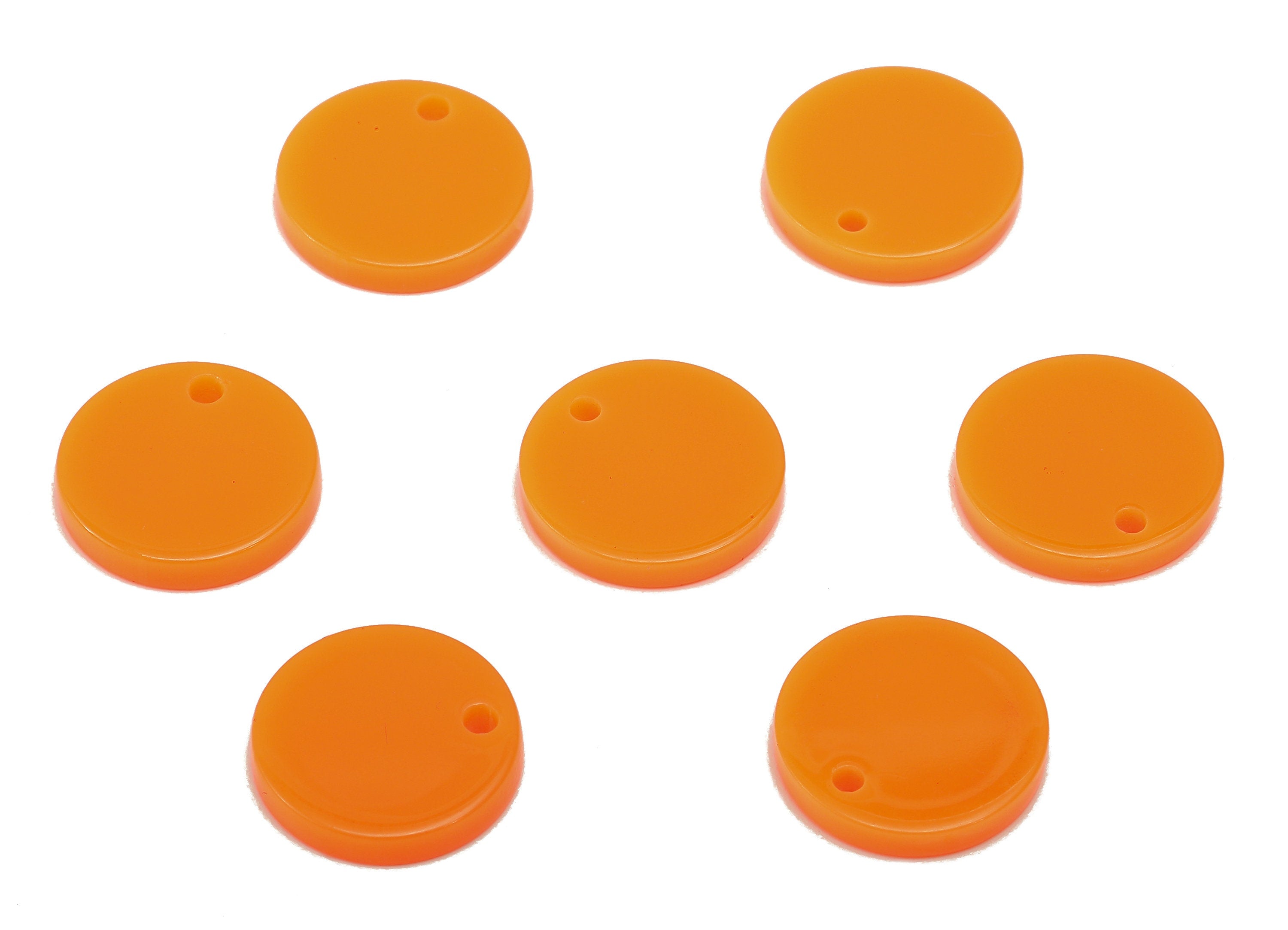 Acrylic Round Earring Charm - Acrylic Orange Circle Earring - Round Pendant With Hole - Color Code: A839 - 14.25x14.17x2.40mm - AC2555-A839 - DOMEDBAZAAR