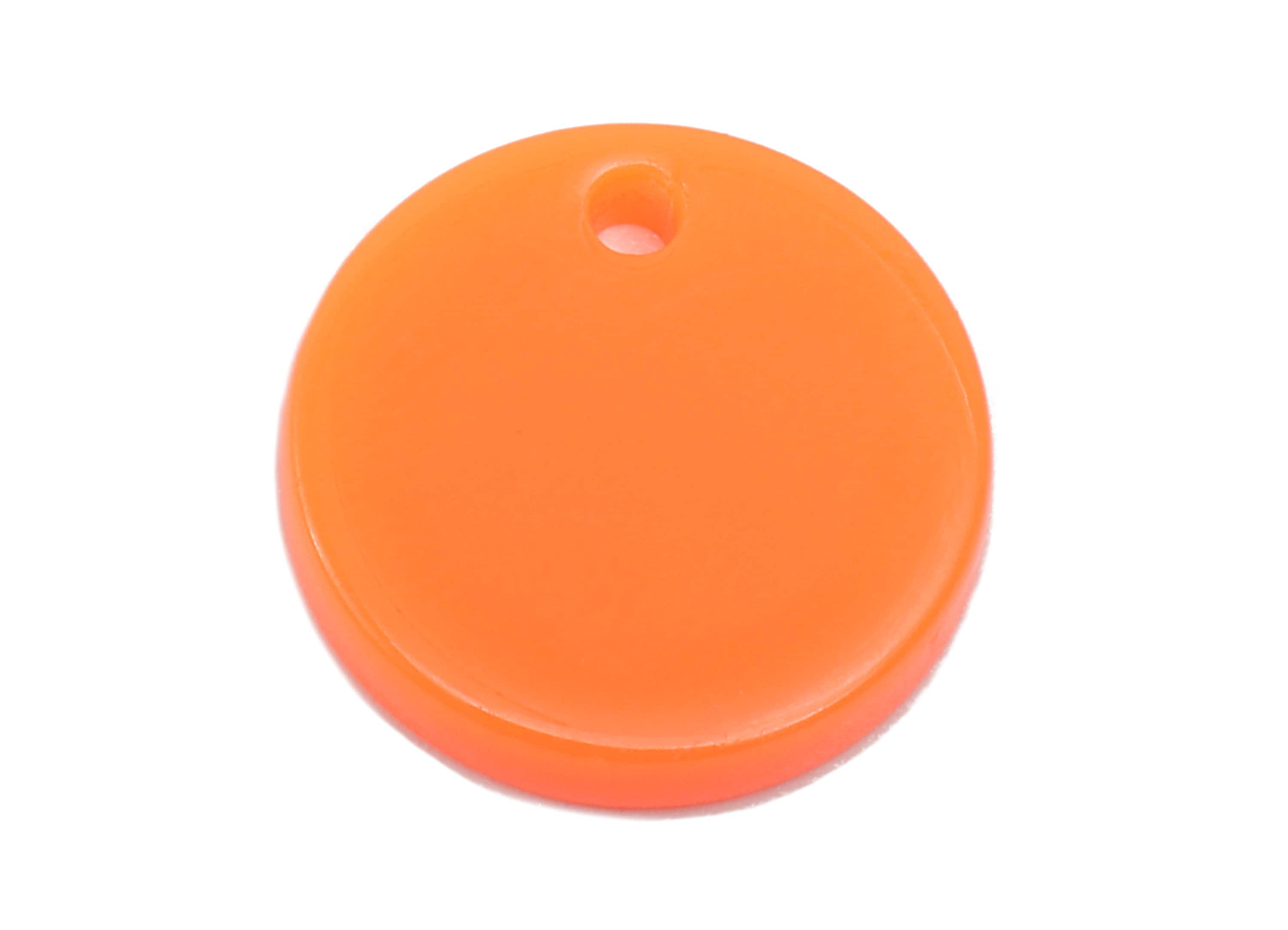 Acrylic Round Earring Charm - Acrylic Orange Circle Earring - Round Pendant With Hole - Color Code: A839 - 14.25x14.17x2.40mm - AC2555-A839 - DOMEDBAZAAR