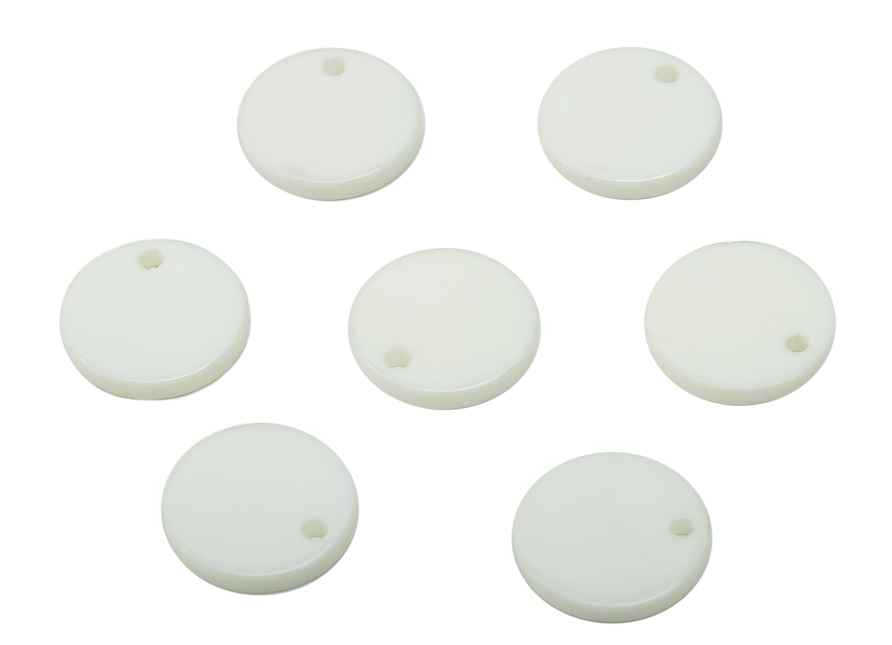 Acrylic Round Earring Charm - Acrylic White Circle Earring - Round Pendant With Hole - Color Code: A840 - 14.21x14.18x2.07mm - AC2555-A840 - DOMEDBAZAAR