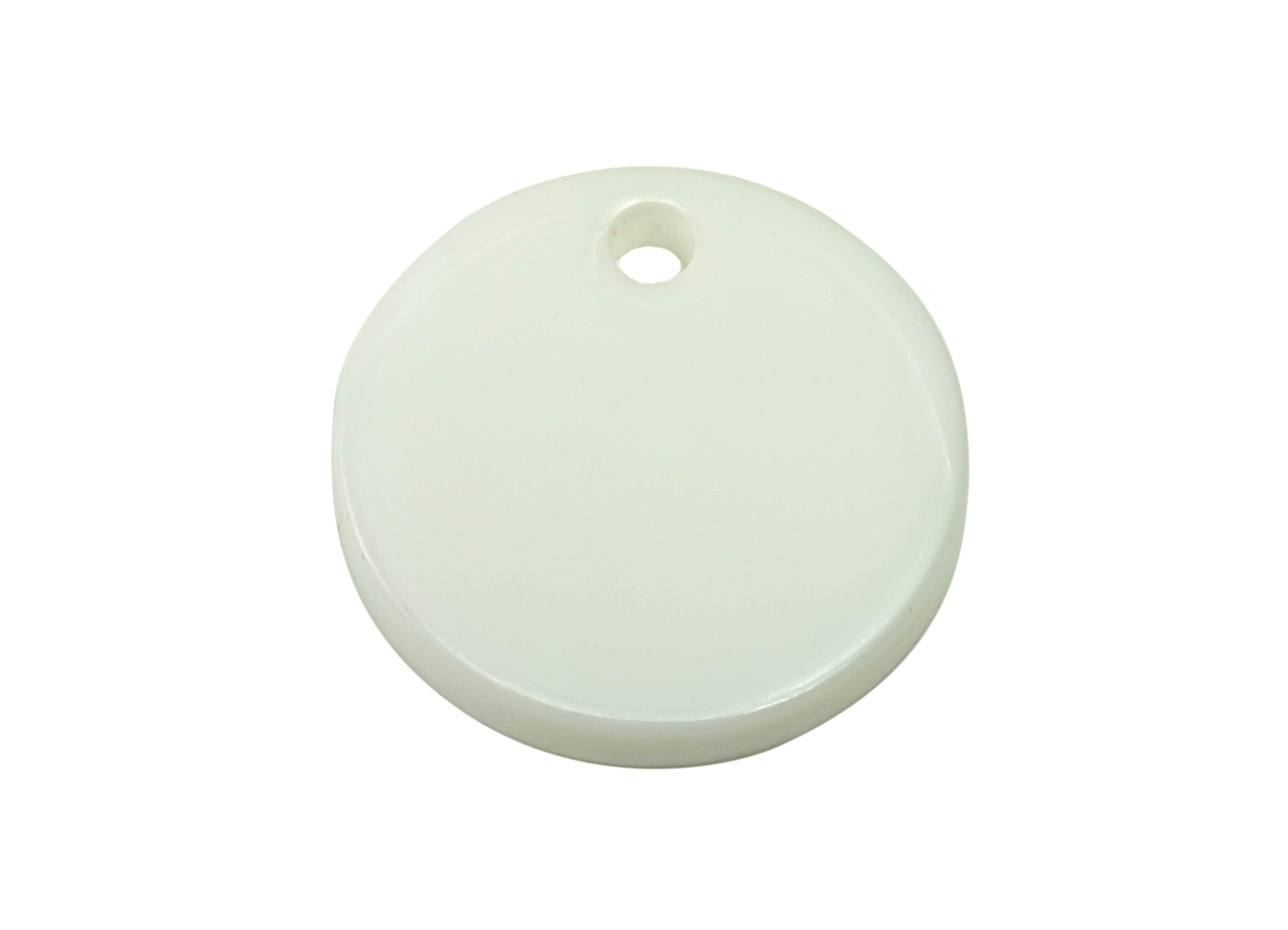 Acrylic Round Earring Charm - Acrylic White Circle Earring - Round Pendant With Hole - Color Code: A840 - 14.21x14.18x2.07mm - AC2555-A840 - DOMEDBAZAAR