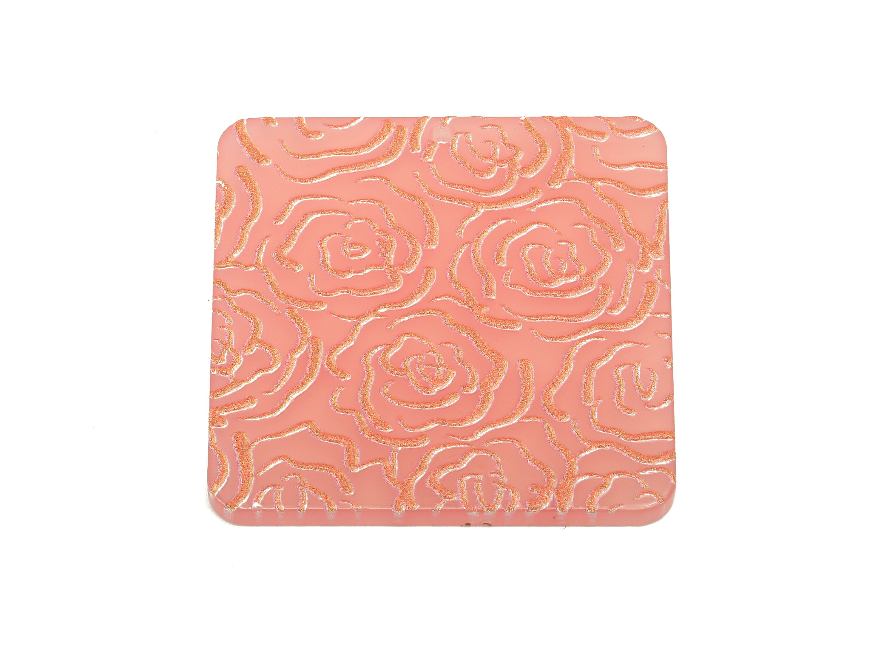 Acrylic Flower Square Earring Charm - Acrylic Pink Rose Square Earring - Pendant With Hole - Charm For Necklace - 34.6x34.6x2.4mm - AC2576D - DOMEDBAZAAR